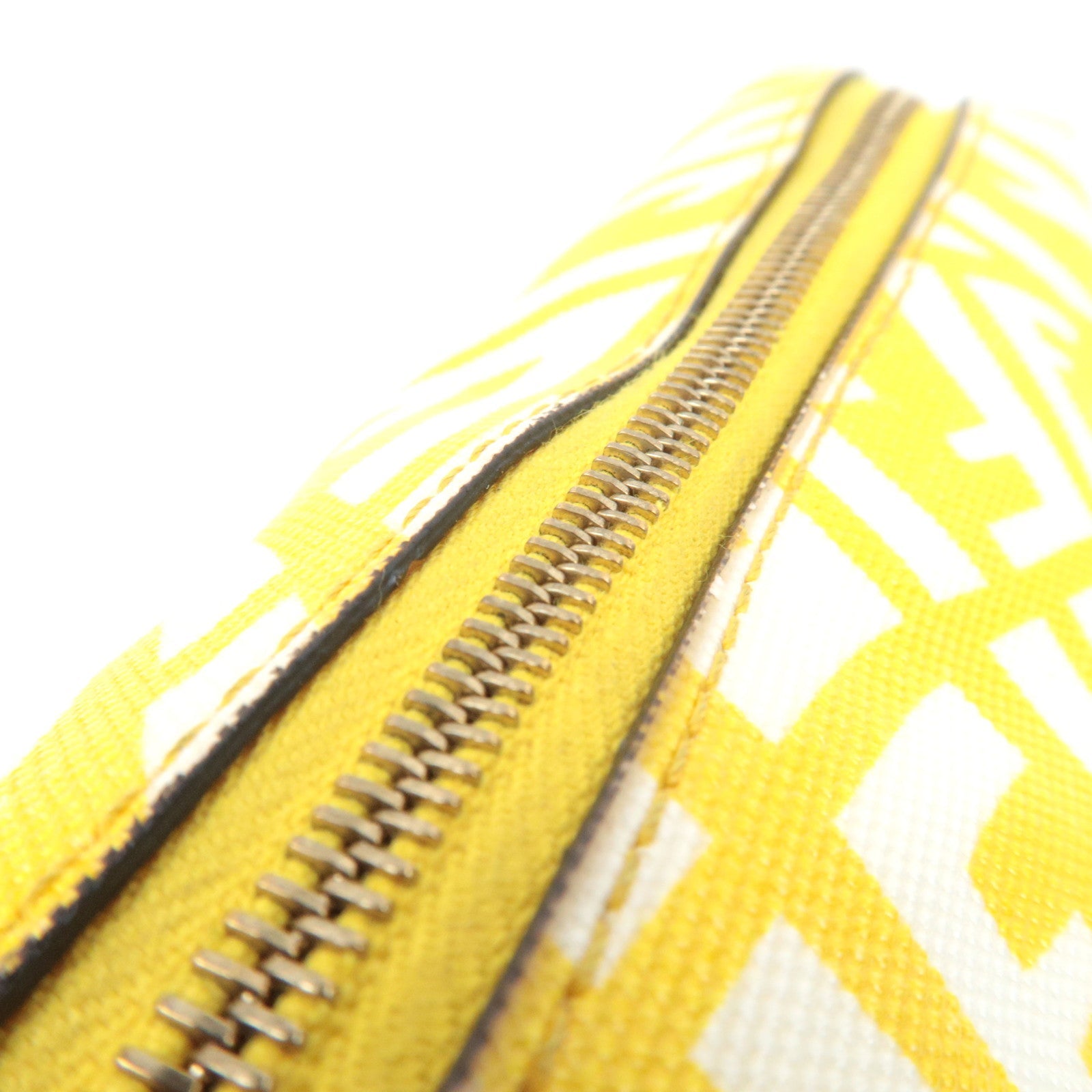 FENDI FF Pattern Cosmetic Pouch PVC Yellow White 8N0172
