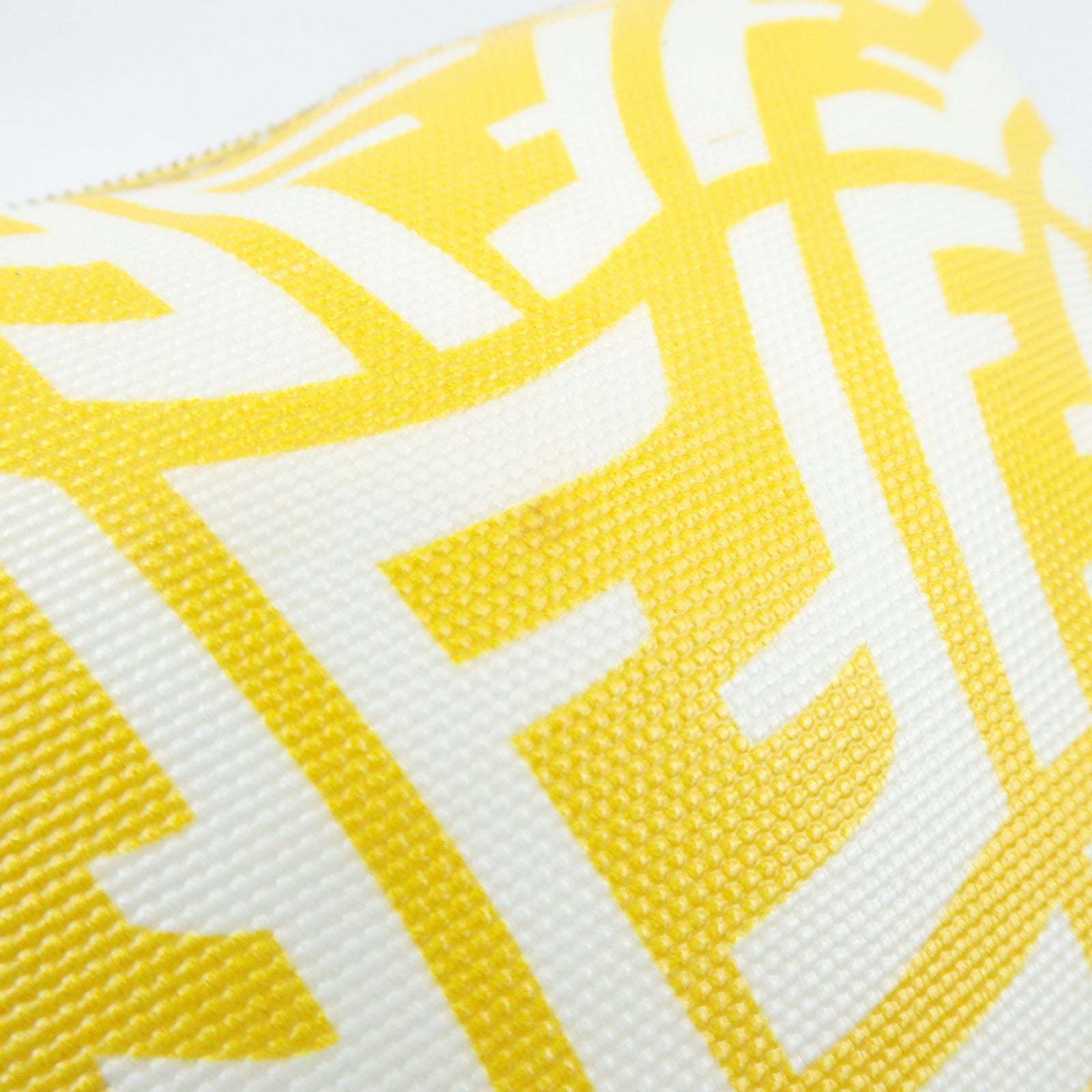FENDI FF Pattern Cosmetic Pouch PVC Yellow White 8N0172