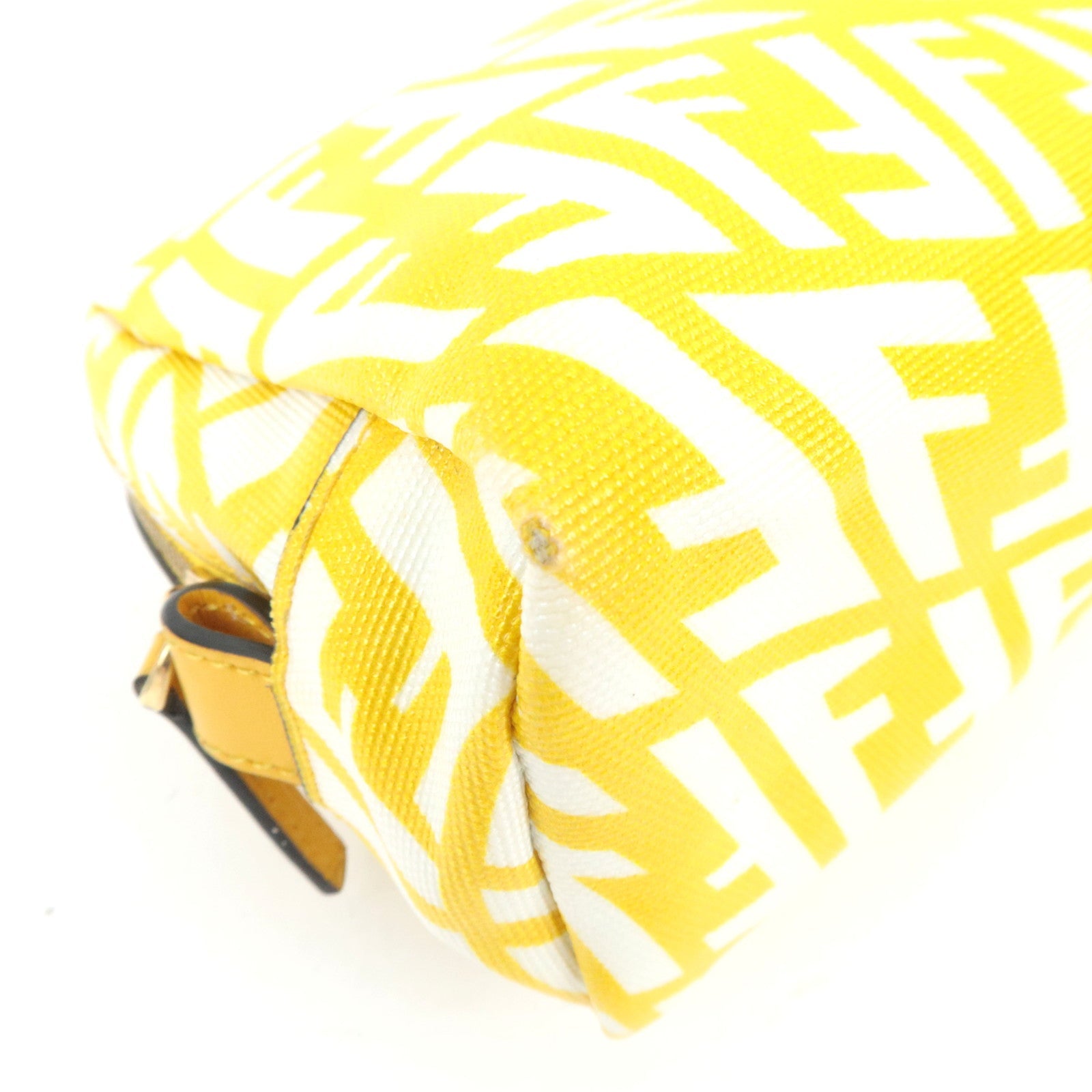 FENDI FF Pattern Cosmetic Pouch PVC Yellow White 8N0172