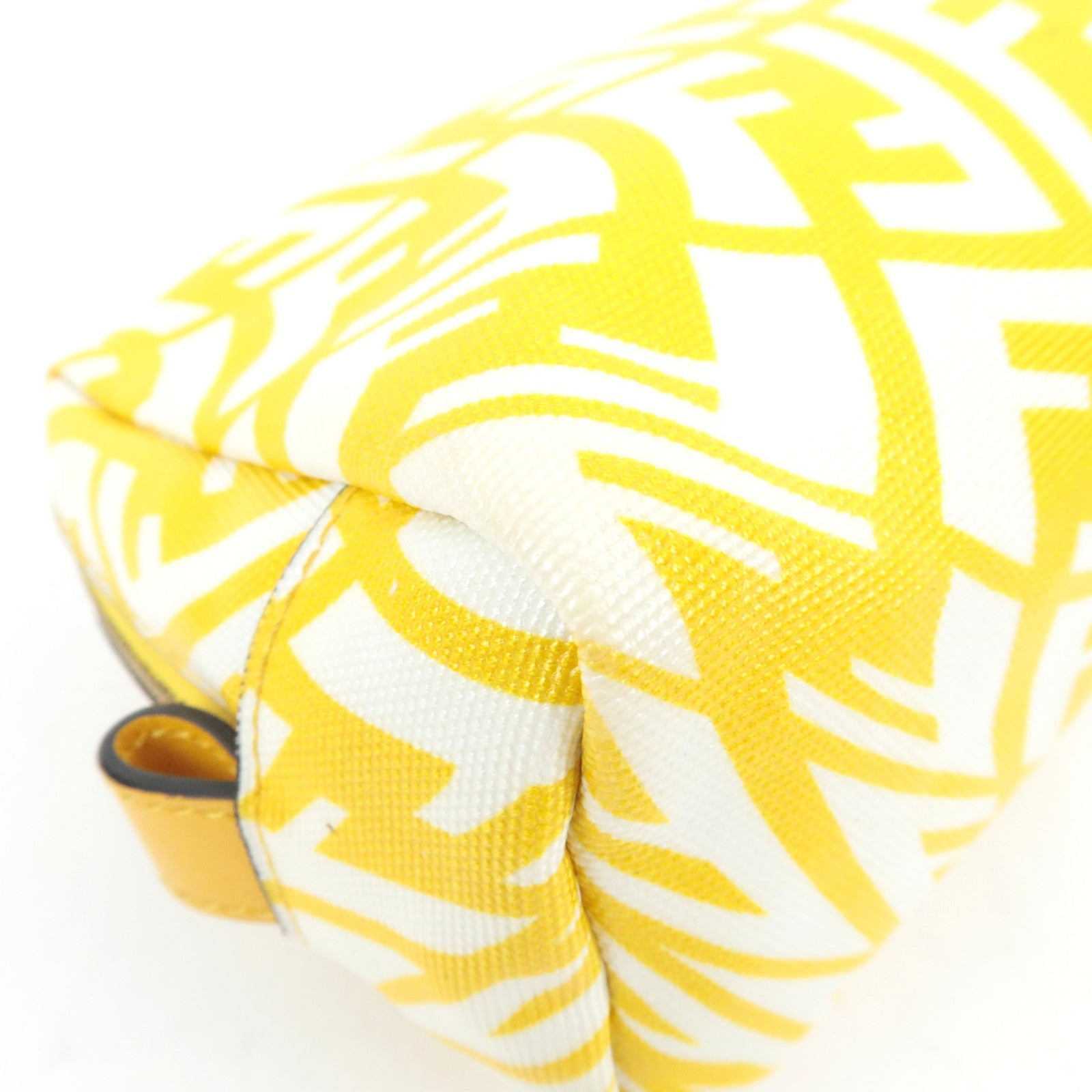 FENDI FF Pattern Cosmetic Pouch PVC Yellow White 8N0172