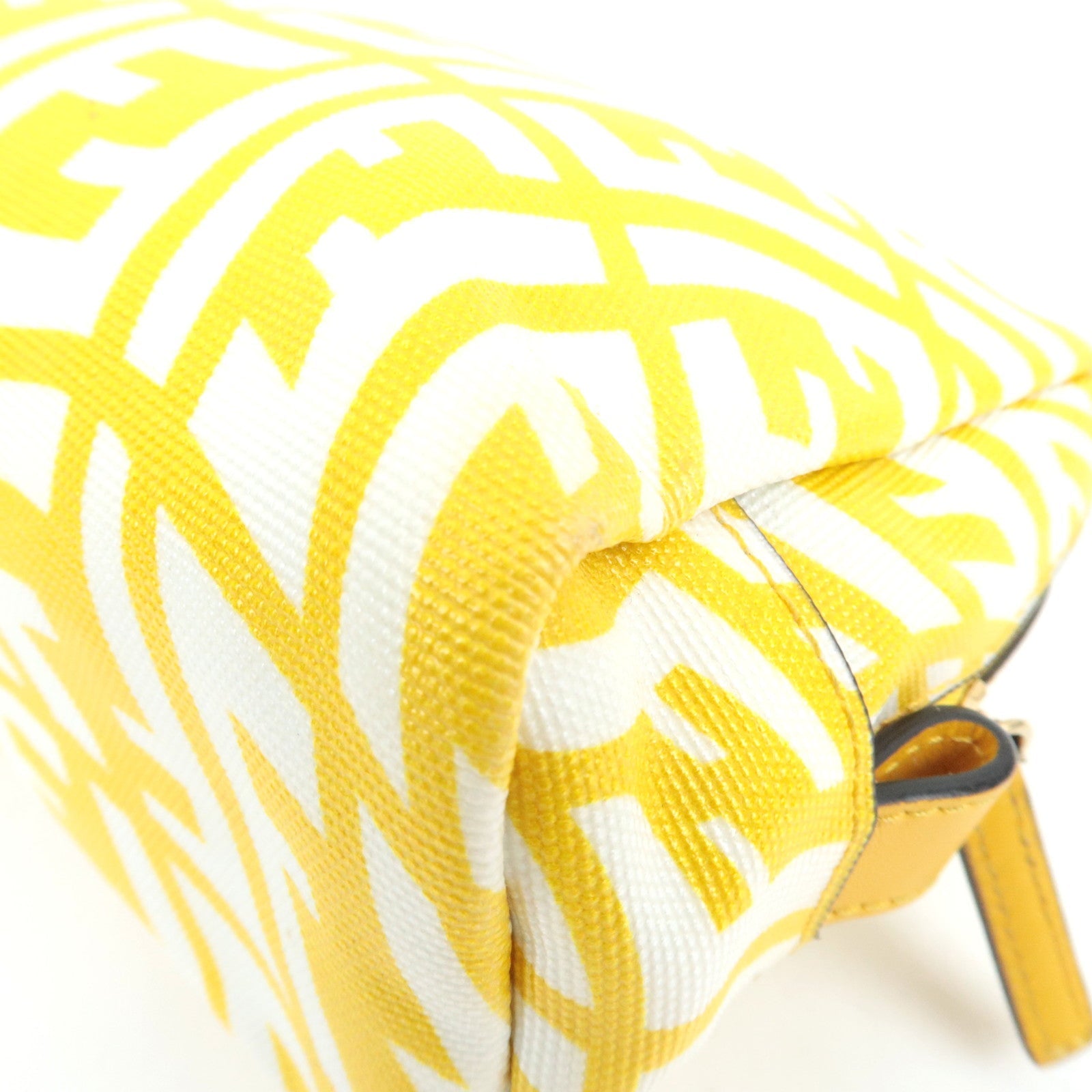FENDI FF Pattern Cosmetic Pouch PVC Yellow White 8N0172
