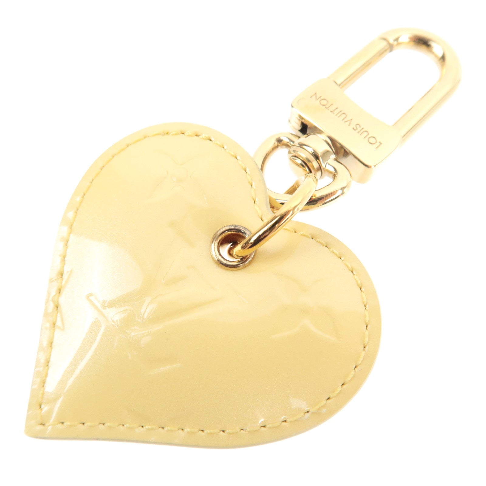 Louis Vuitton Monogram Vernis Porte Cles Love Lock Heart Bag Charm Japan Limited Yellow M01165 BC4202 *Box, Dust bag77549