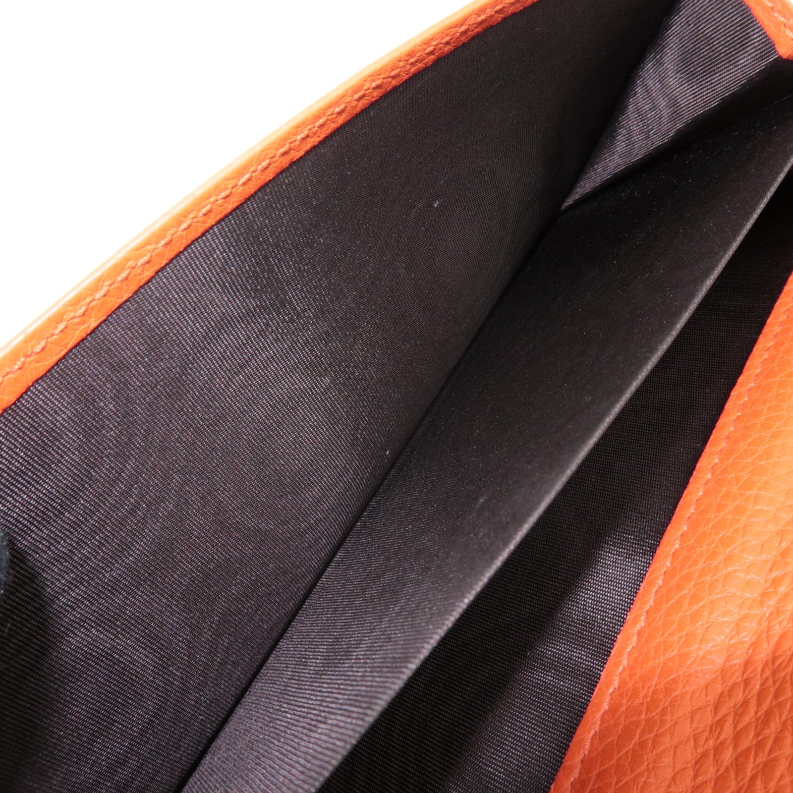 GUCCI Double-Hook Bi-Fold Long Wallet Leather Beige Orange 337335 *Box