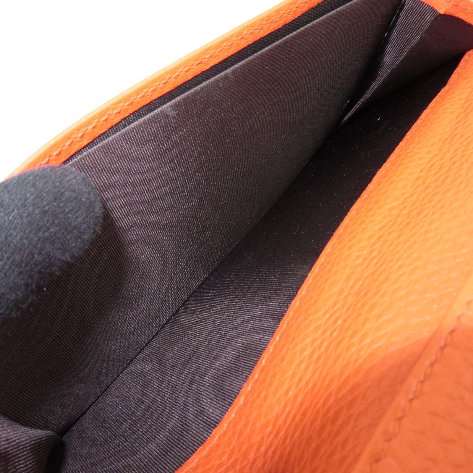 GUCCI Double-Hook Bi-Fold Long Wallet Leather Beige Orange 337335 *Box