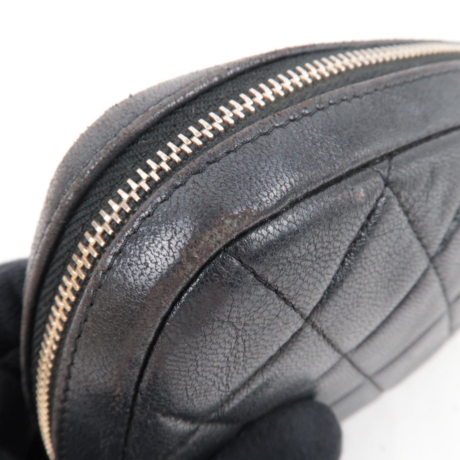 CHANEL Matelasse Cosmetic Pouch Lambskin Black Gold HDW 22902964