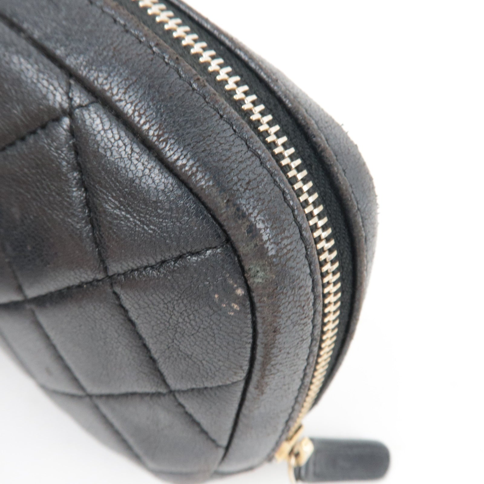 CHANEL Matelasse Cosmetic Pouch Lambskin Black Gold HDW 22902964