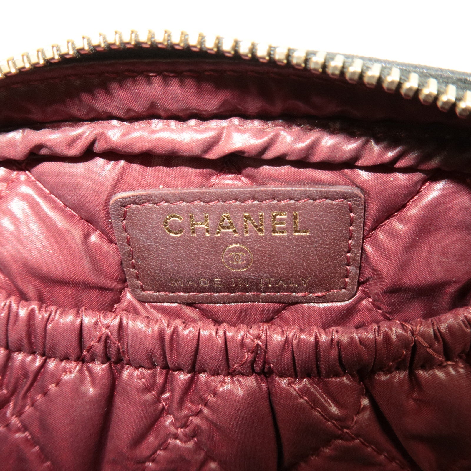 CHANEL Matelasse Cosmetic Pouch Lambskin Black Gold HDW 22902964