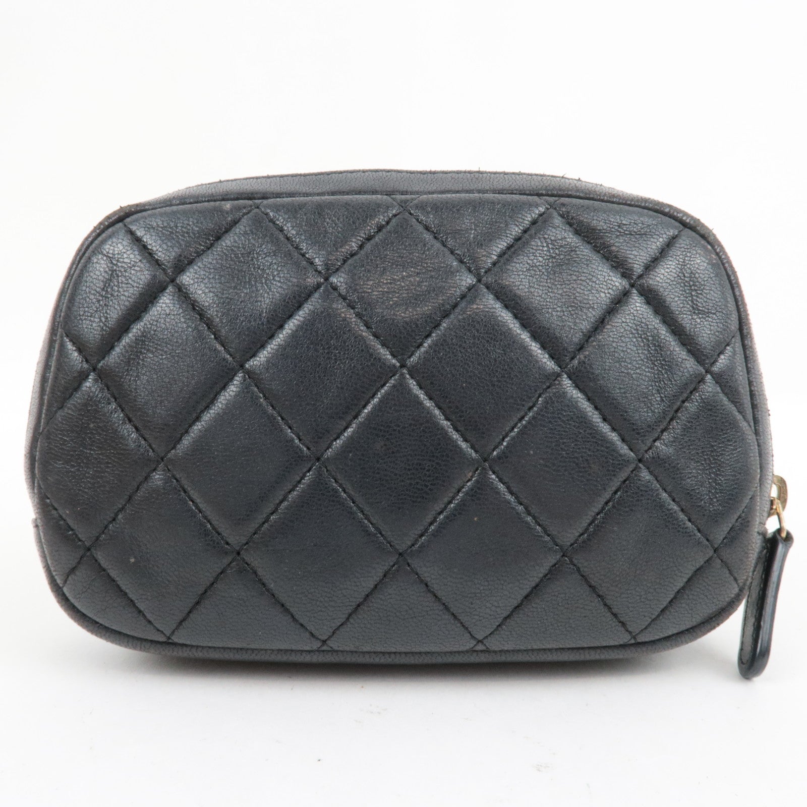 CHANEL Matelasse Cosmetic Pouch Lambskin Black Gold HDW 22902964