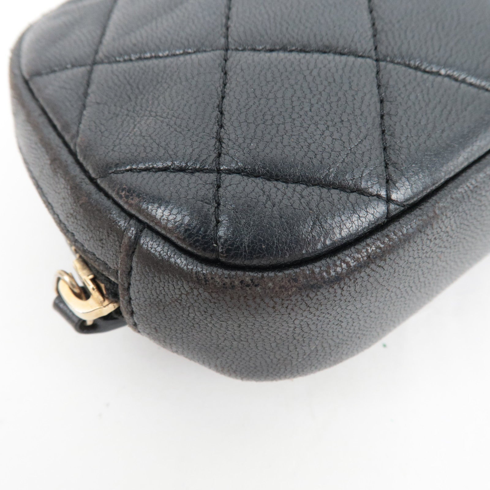 CHANEL Matelasse Cosmetic Pouch Lambskin Black Gold HDW 22902964