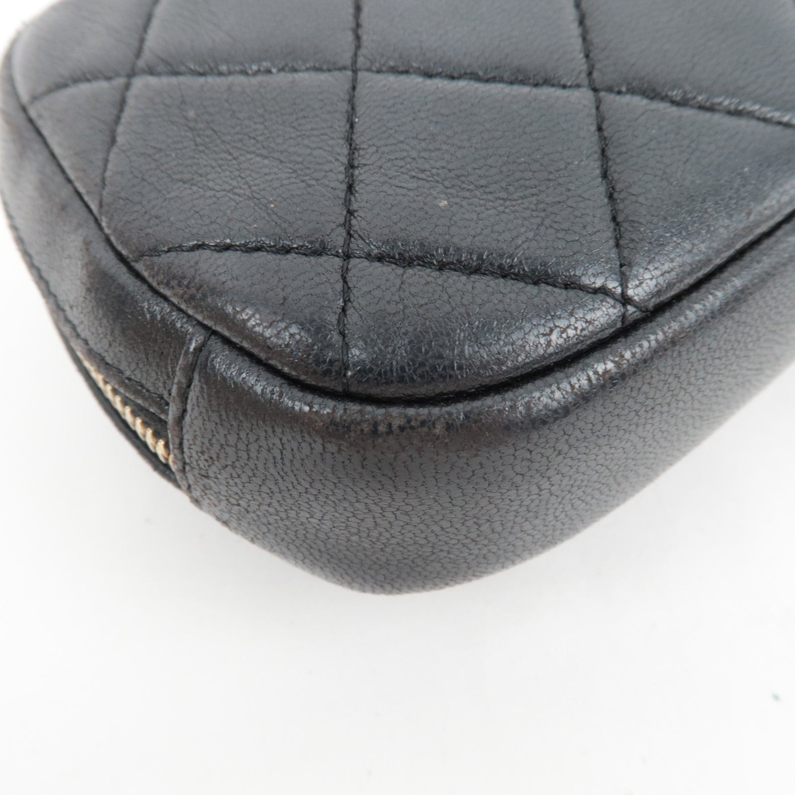 CHANEL Matelasse Cosmetic Pouch Lambskin Black Gold HDW 22902964