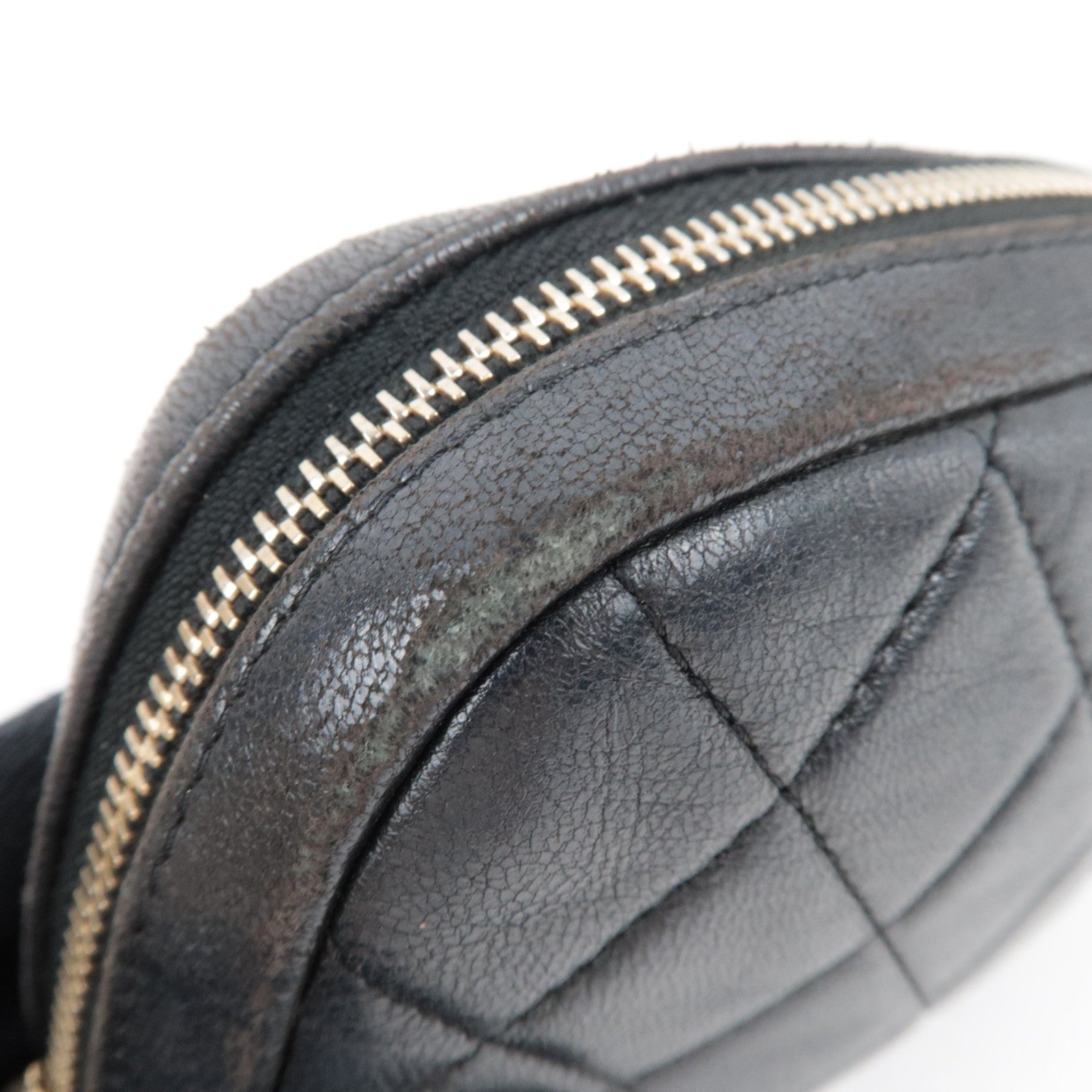 CHANEL Matelasse Cosmetic Pouch Lambskin Black Gold HDW 22902964