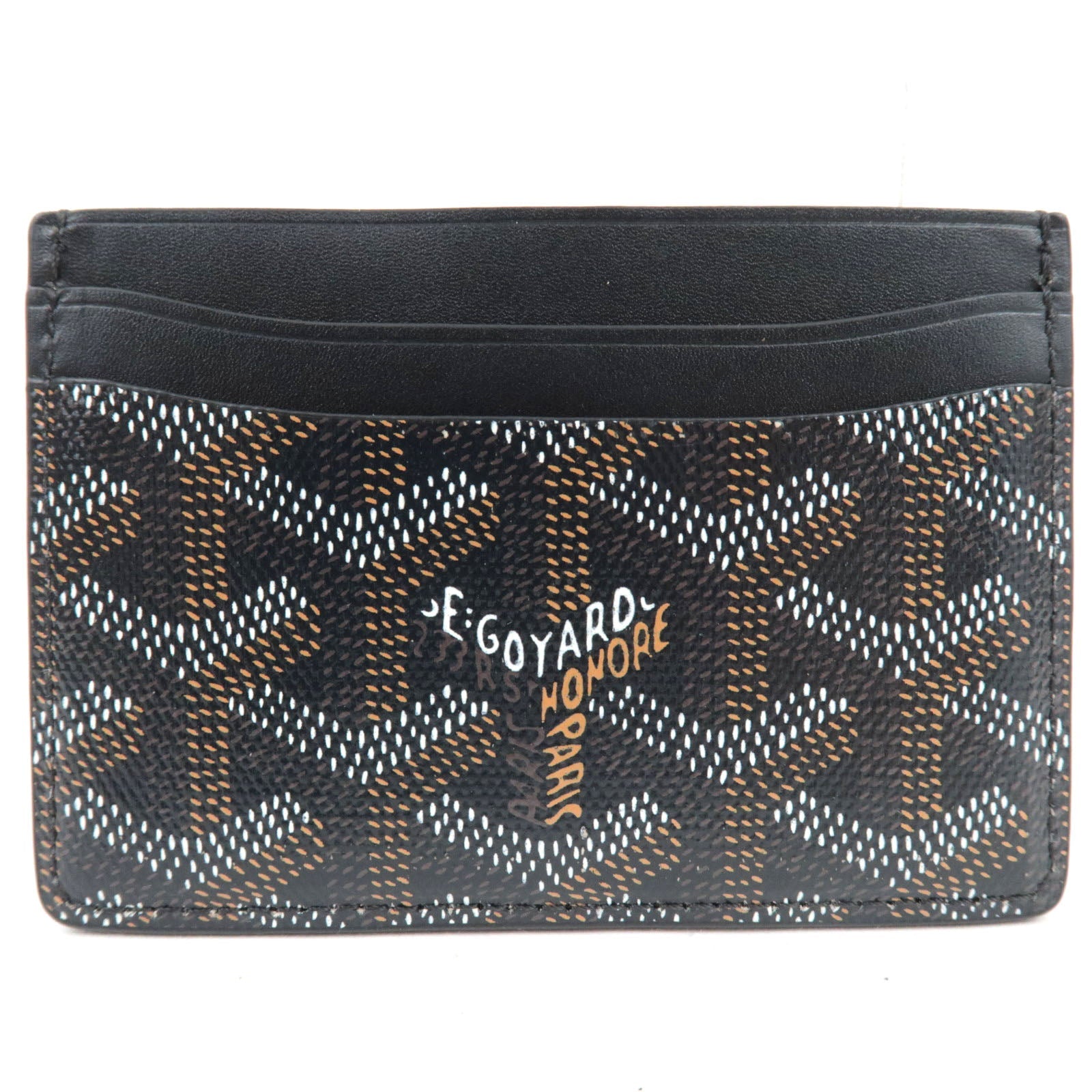 GOYARD Herringbone Saint-Sulpice Card Case PVC Leather Black
