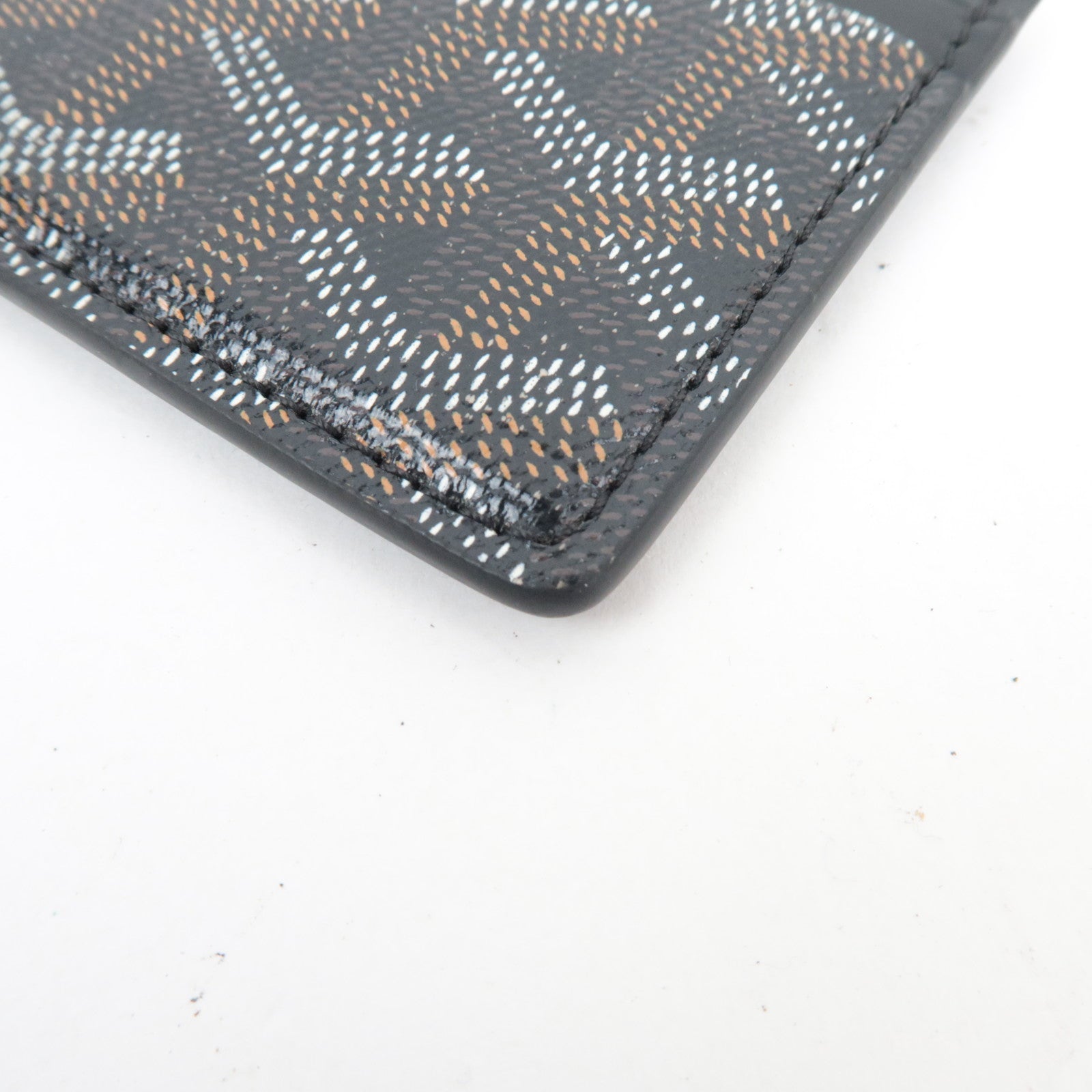 GOYARD Herringbone Saint-Sulpice Card Case PVC Leather Black