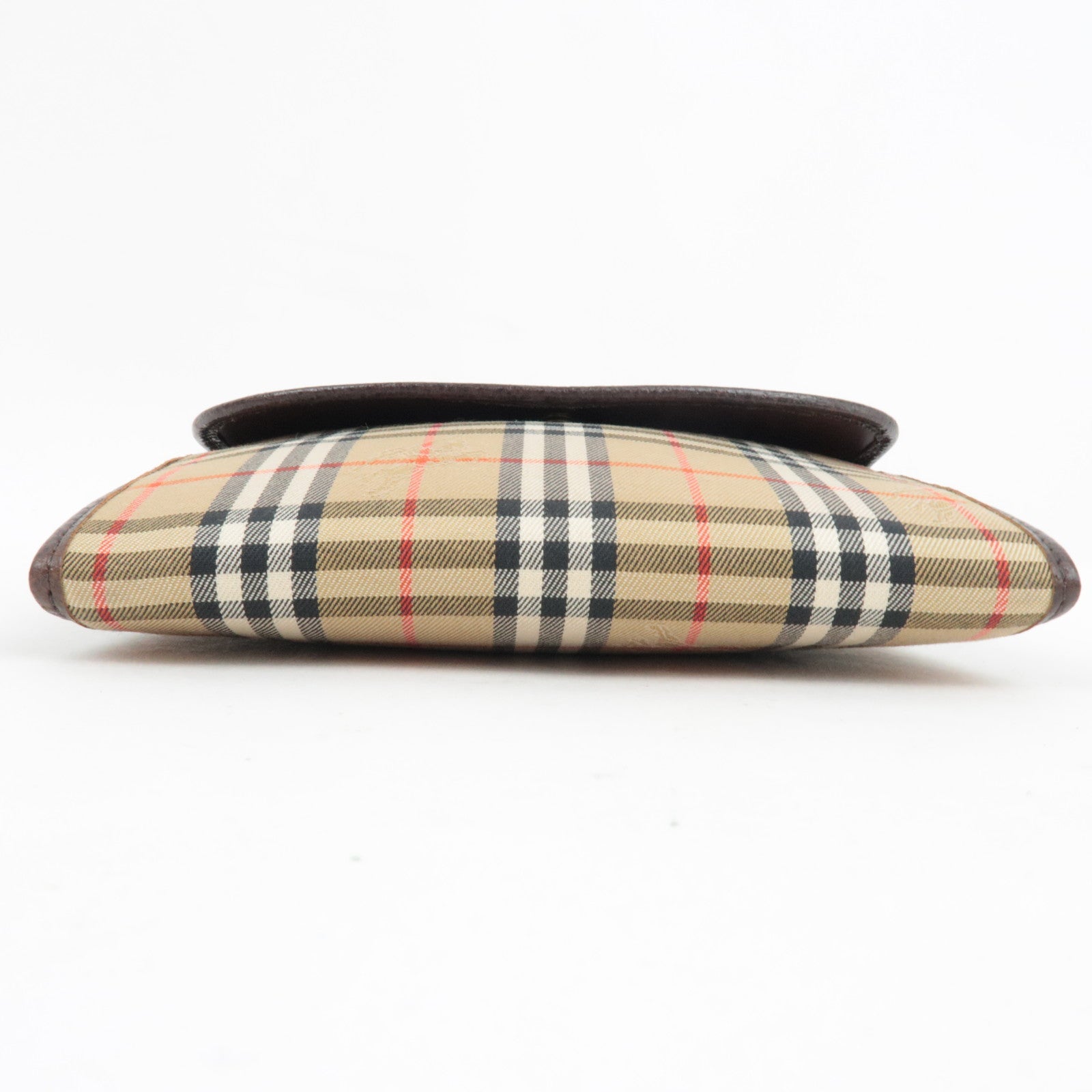 BURBERRY Burberry's Nova Plaid Pouch Canvas Leather Beige Brown
