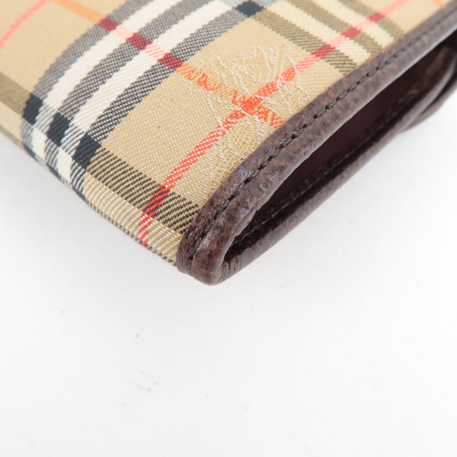 BURBERRY Burberry's Nova Plaid Pouch Canvas Leather Beige Brown