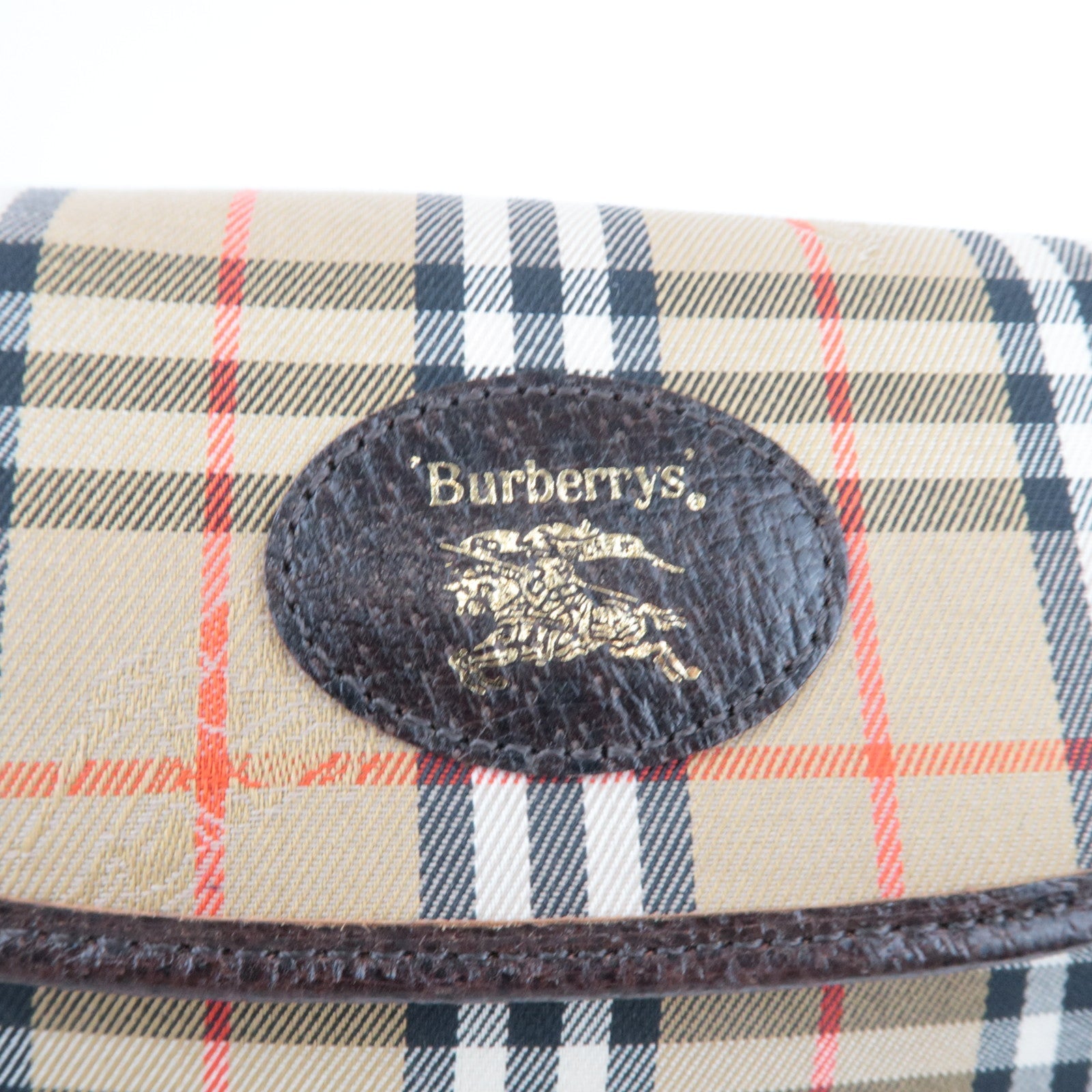 BURBERRY Burberry's Nova Plaid Pouch Canvas Leather Beige Brown