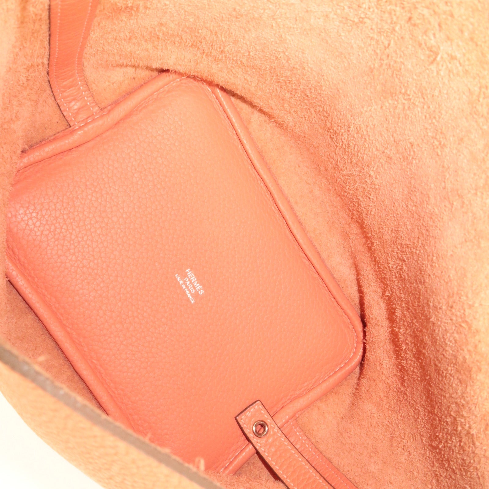 HERMES Picotin Lock PM Handbag □P Stamp (2012) Taurillon Clemence Flamingo Silver HDW *Dust bag, Key Lock