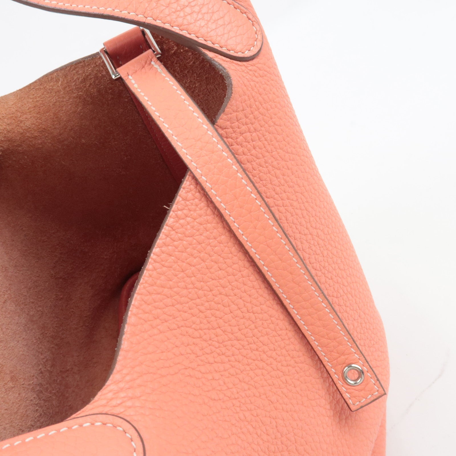 HERMES Picotin Lock PM Handbag □P Stamp (2012) Taurillon Clemence Flamingo Silver HDW *Dust bag, Key Lock