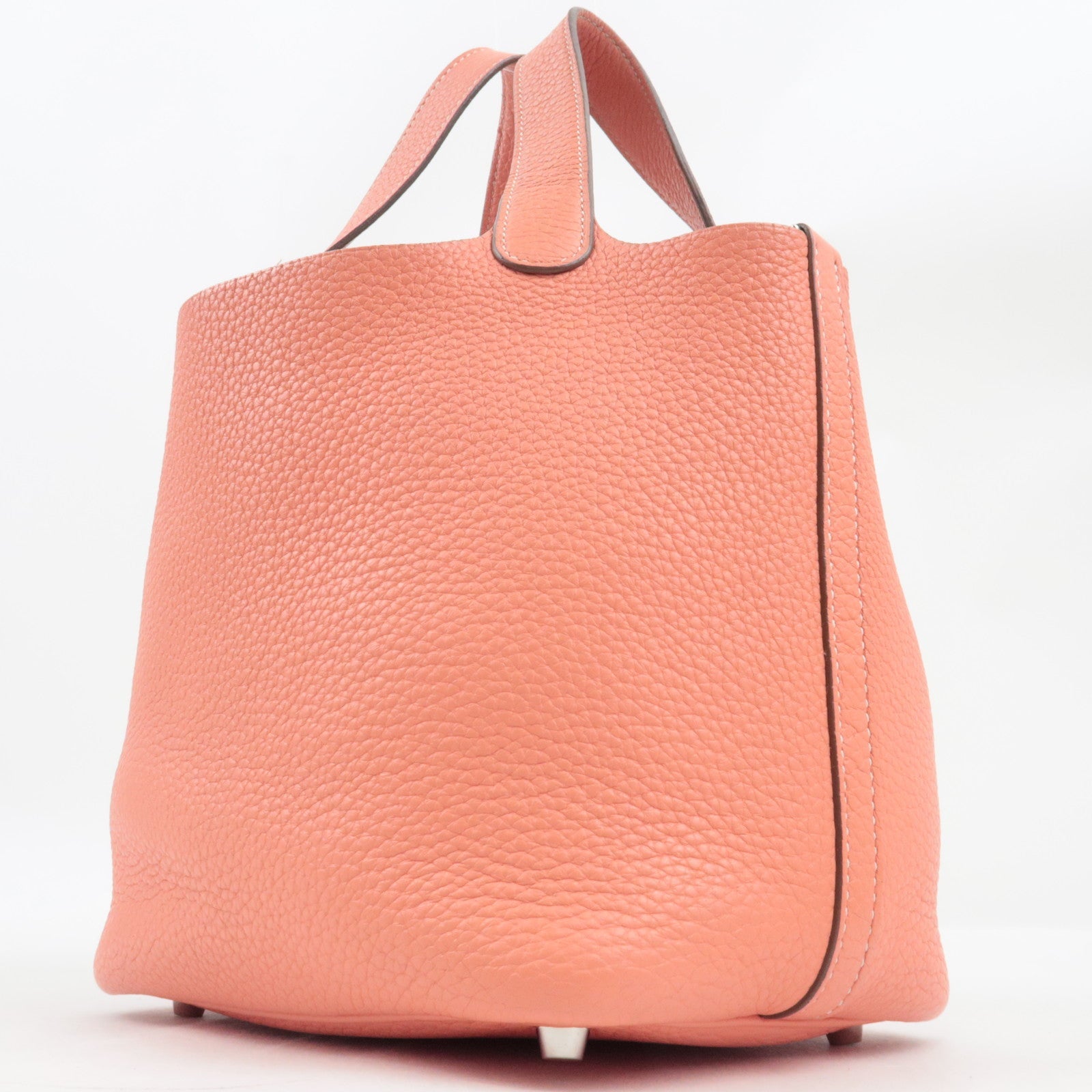 HERMES Picotin Lock PM Handbag □P Stamp (2012) Taurillon Clemence Flamingo Silver HDW *Dust bag, Key Lock