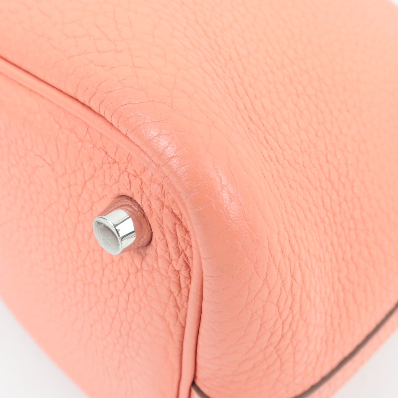 HERMES Picotin Lock PM Handbag □P Stamp (2012) Taurillon Clemence Flamingo Silver HDW *Dust bag, Key Lock