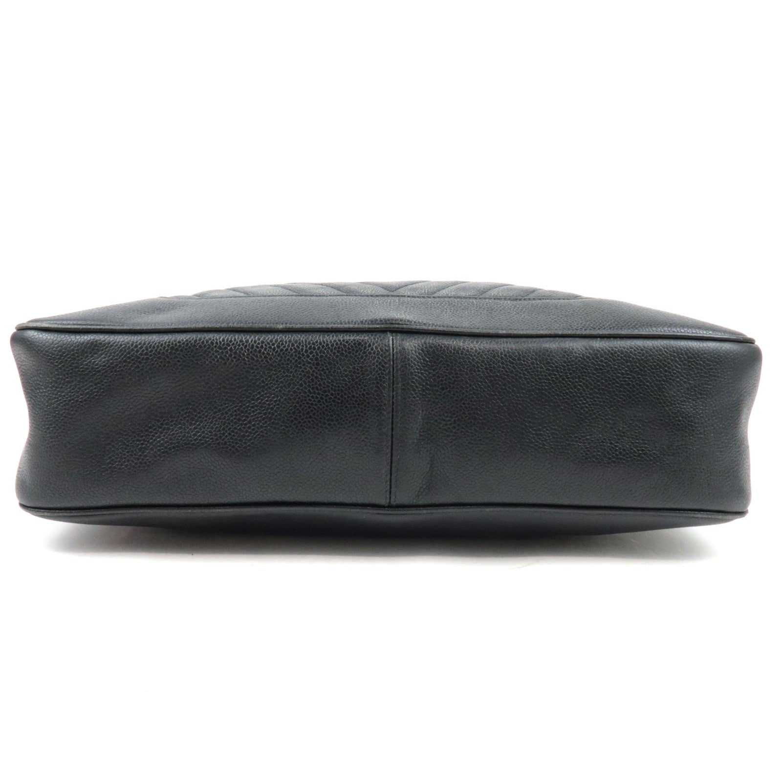 CHANEL V-Stitch Shoulder Bag Caviar Skin Black Gold HDW 1842787 *Dust bag