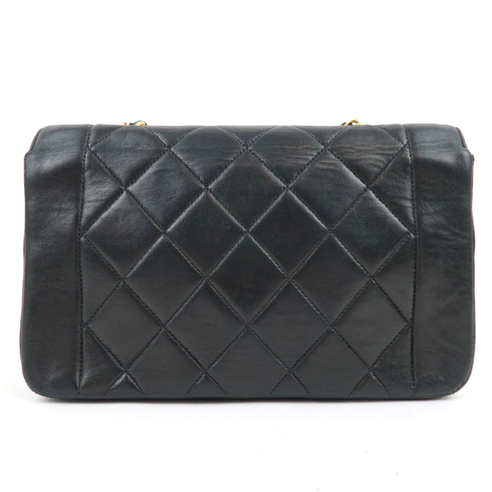 CHANEL Diana Matelasse 23 Chain Shoulder Bag Lambskin Black Gold HDW A01164 2368479