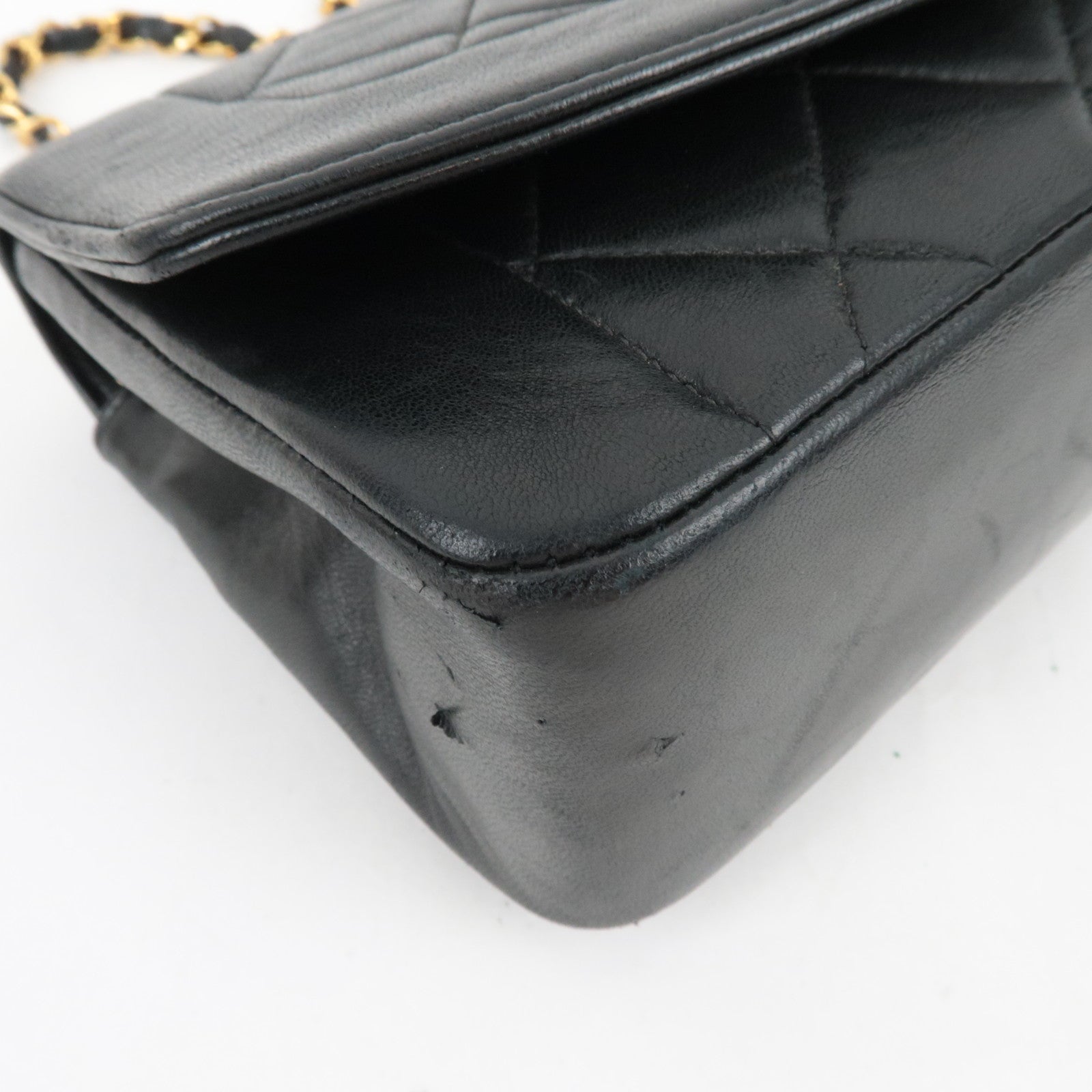 CHANEL Diana Matelasse 23 Chain Shoulder Bag Lambskin Black Gold HDW A01164 2368479