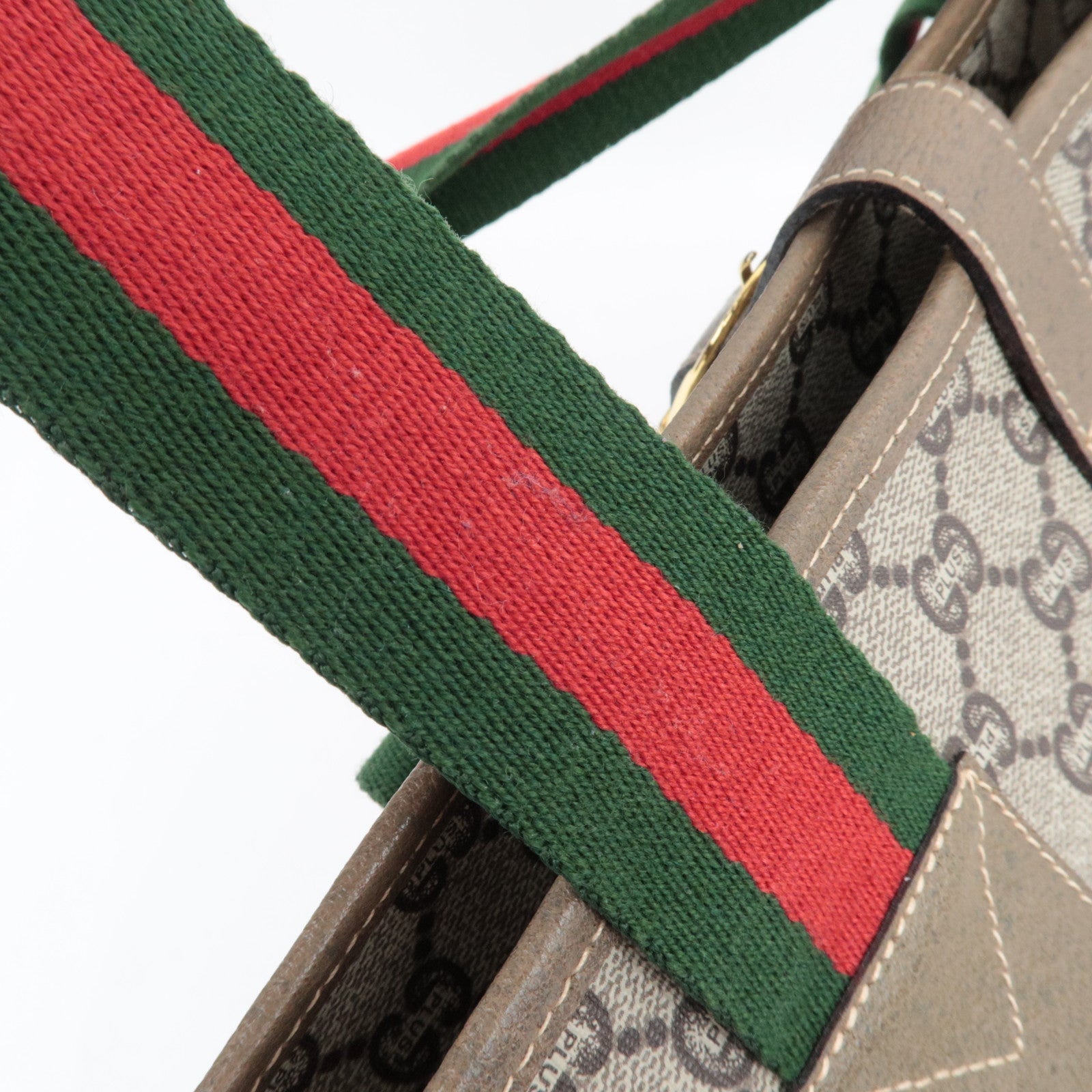 GUCCI Sherry Old GUCCI Tote Bag GG Plus Leather Beige Brown