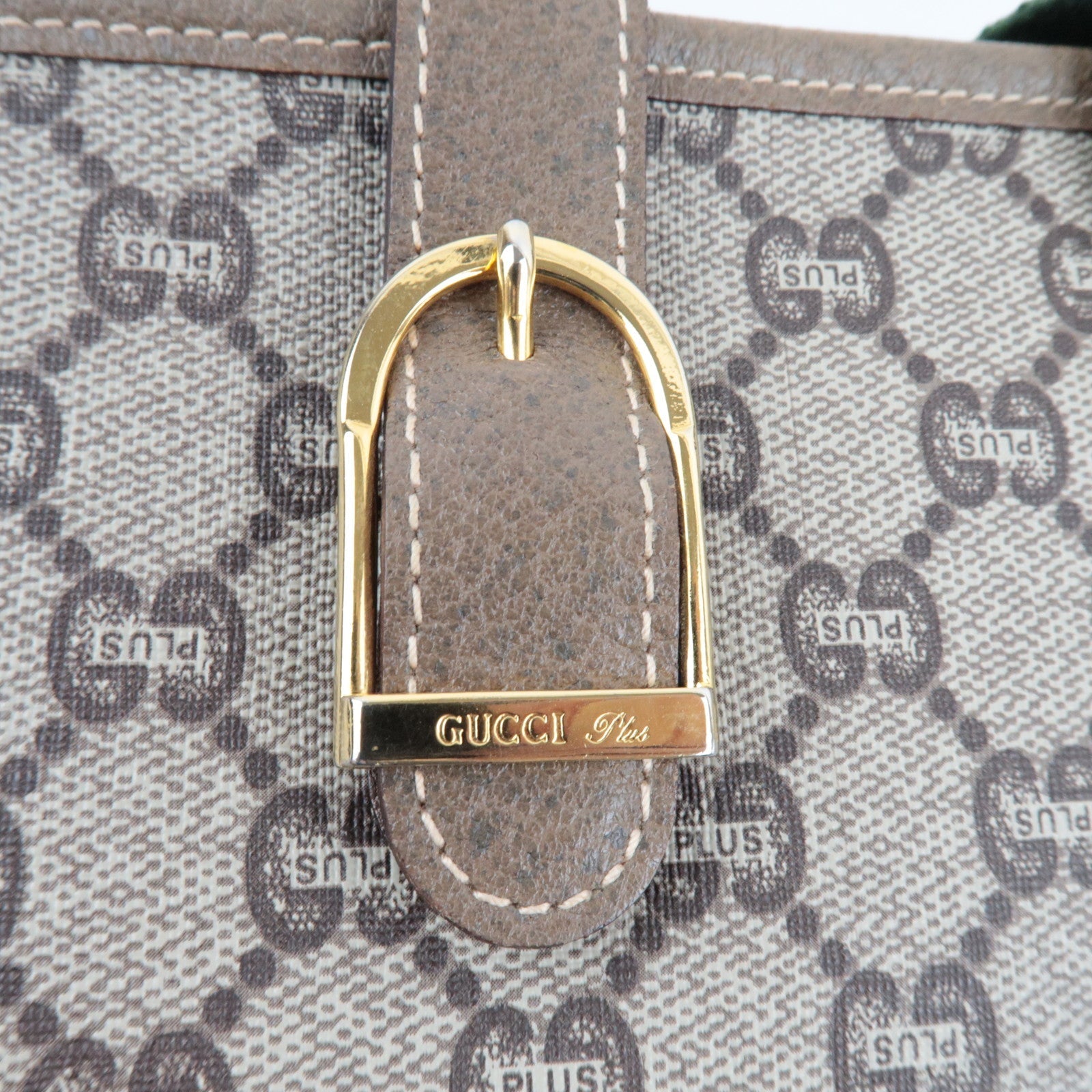 GUCCI Sherry Old GUCCI Tote Bag GG Plus Leather Beige Brown