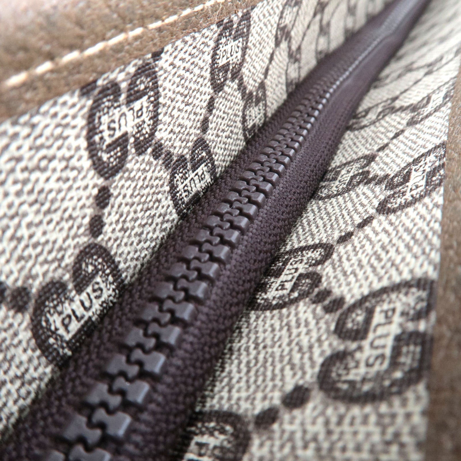 GUCCI Sherry Old GUCCI Tote Bag GG Plus Leather Beige Brown