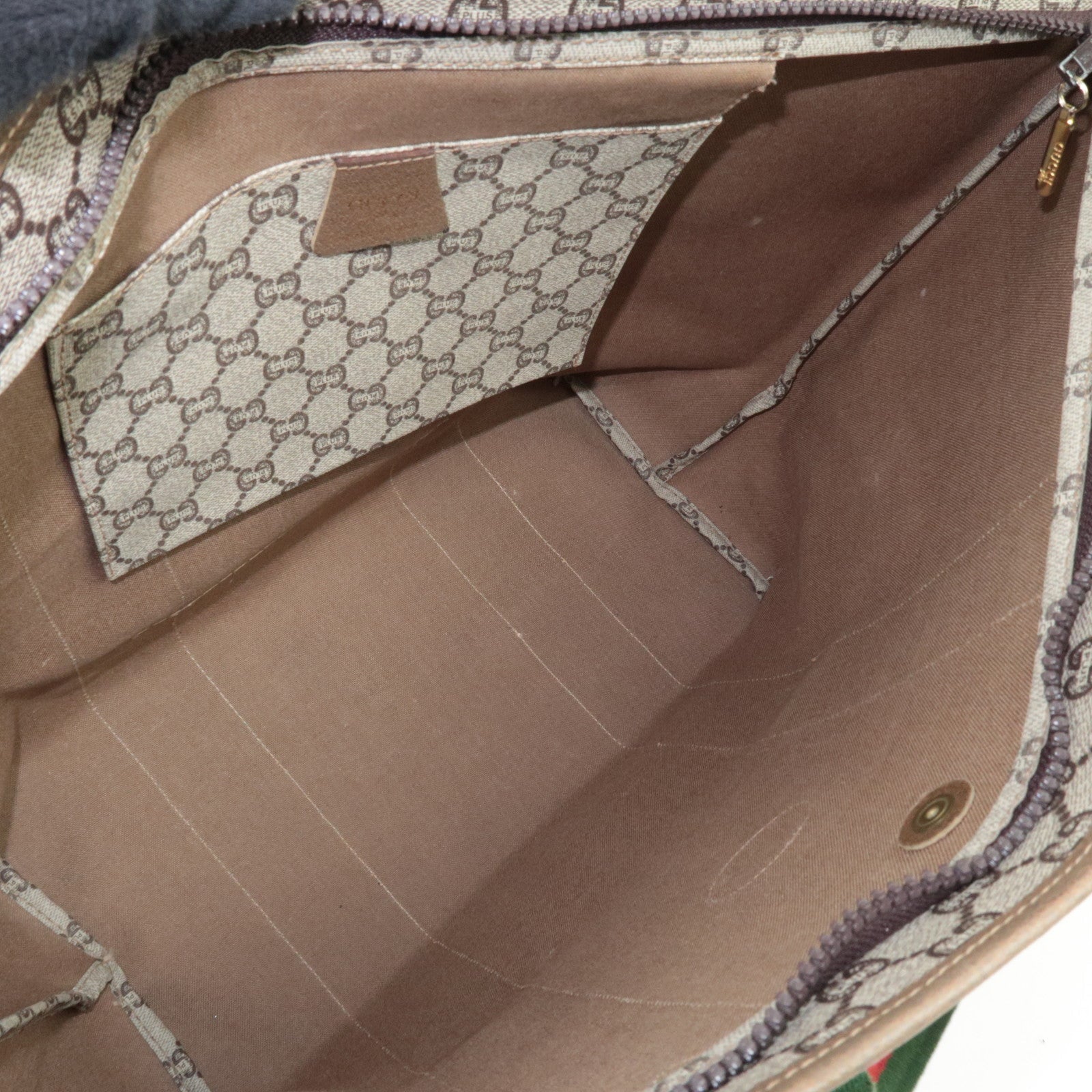 GUCCI Sherry Old GUCCI Tote Bag GG Plus Leather Beige Brown