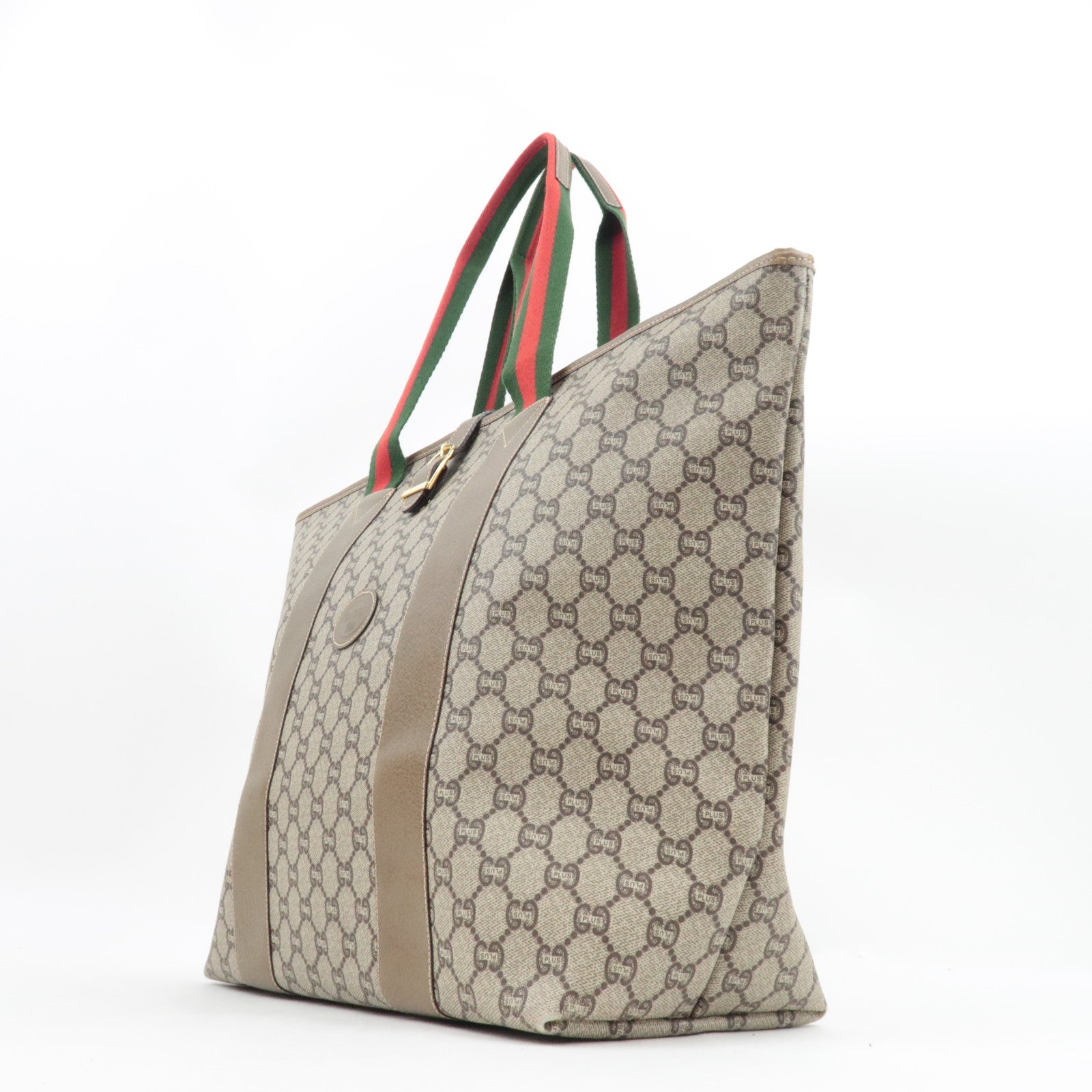 GUCCI Sherry Old GUCCI Tote Bag GG Plus Leather Beige Brown