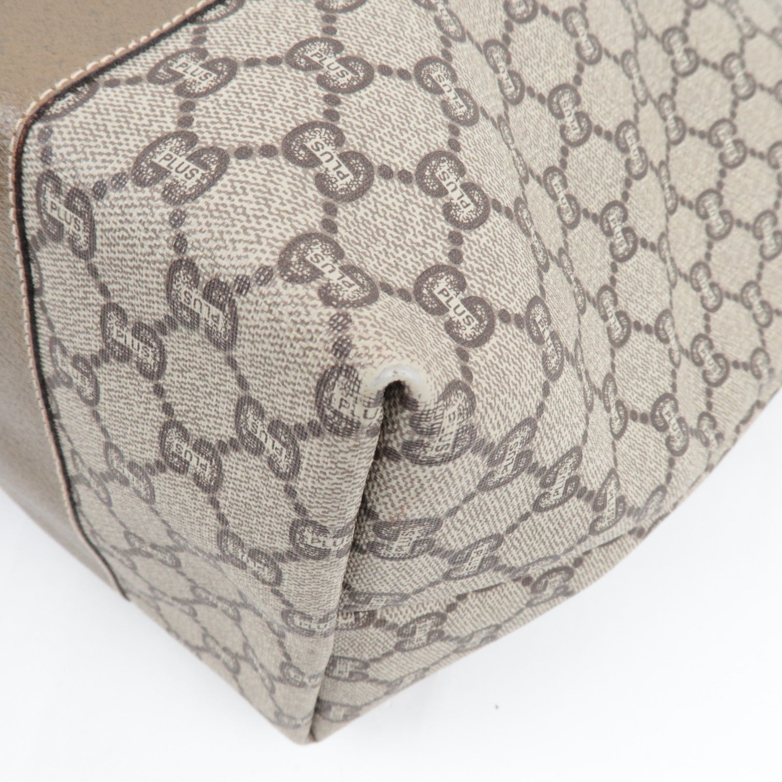 GUCCI Sherry Old GUCCI Tote Bag GG Plus Leather Beige Brown