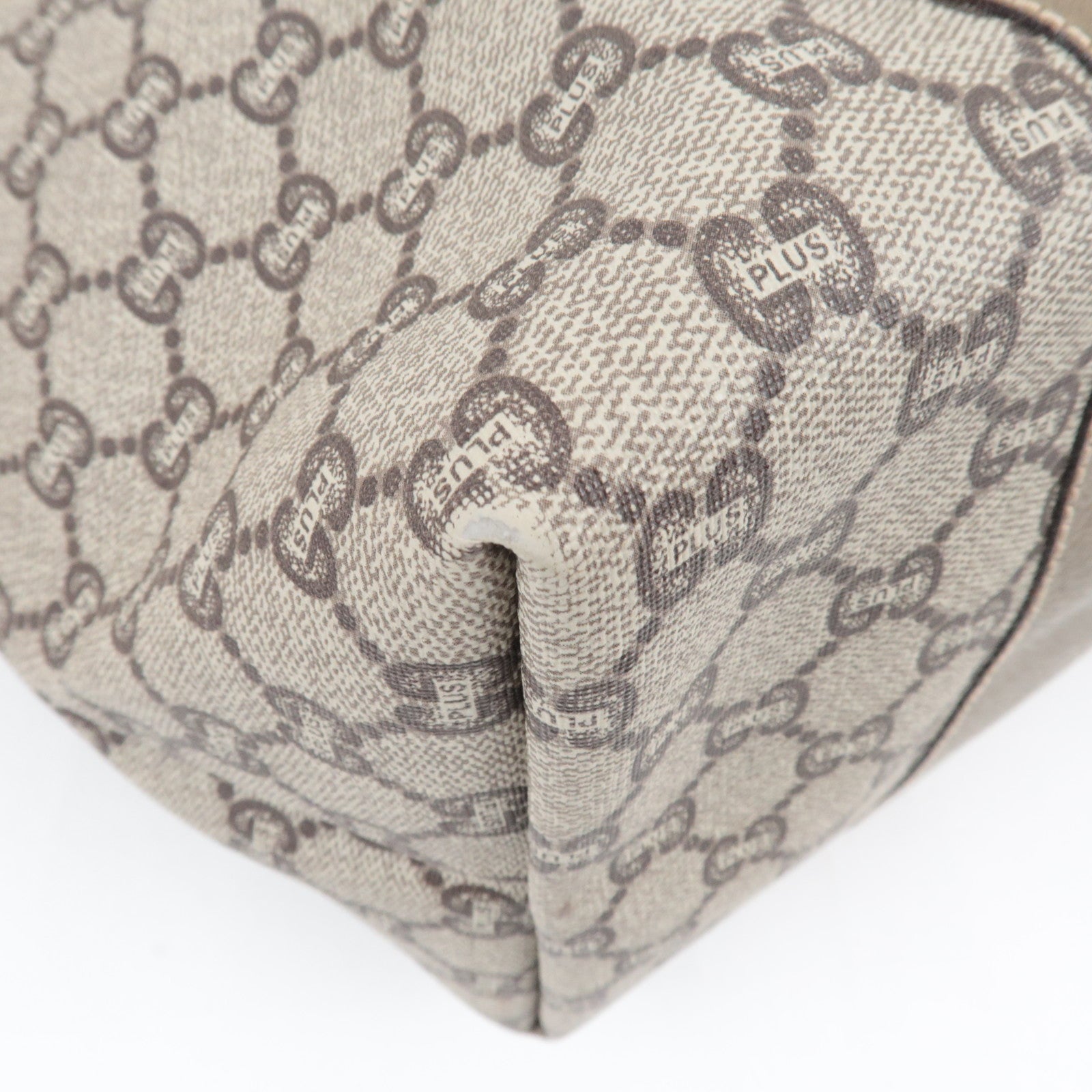 GUCCI Sherry Old GUCCI Tote Bag GG Plus Leather Beige Brown