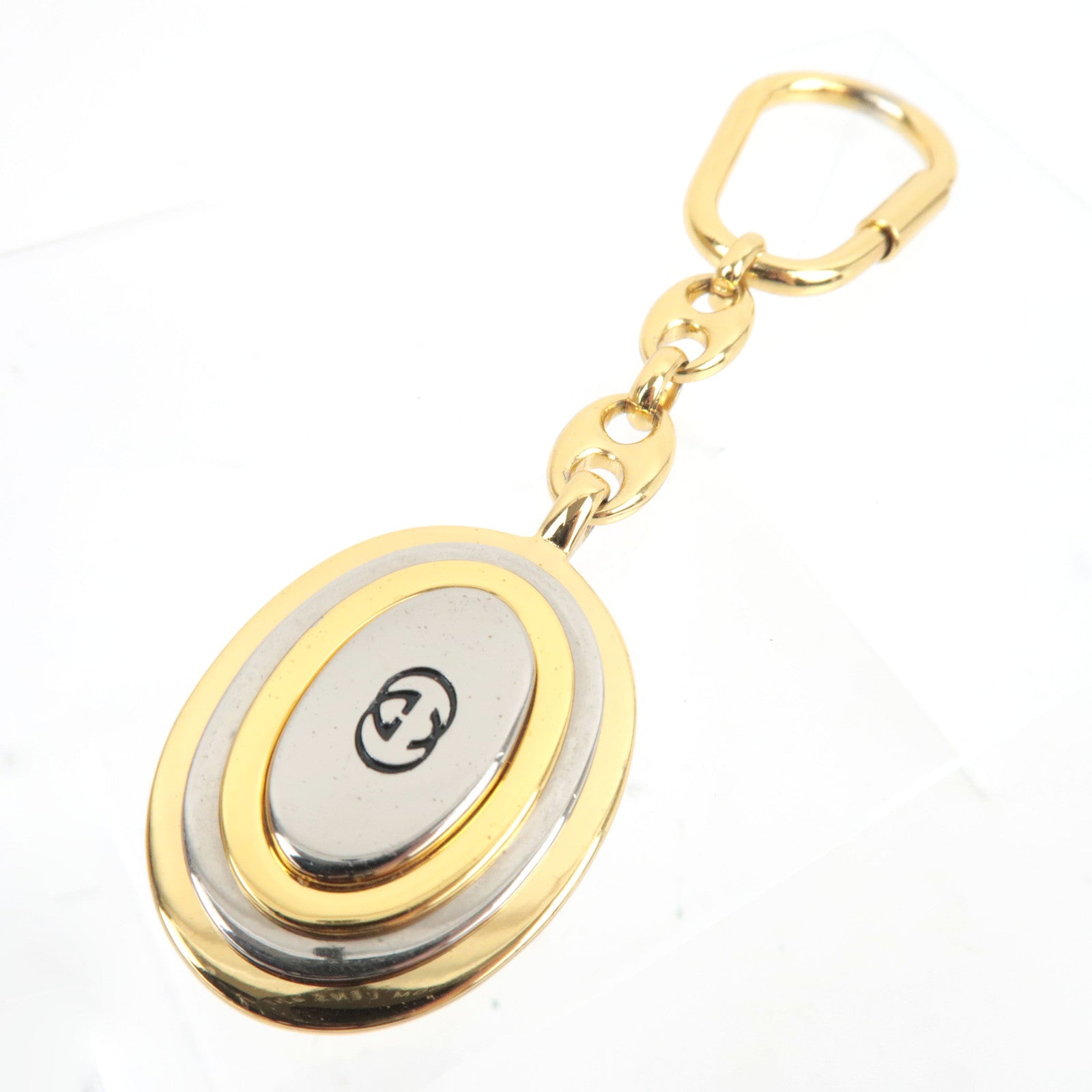 GUCCI Interlocking G Keychain Bag Charm Metal Gold Silver