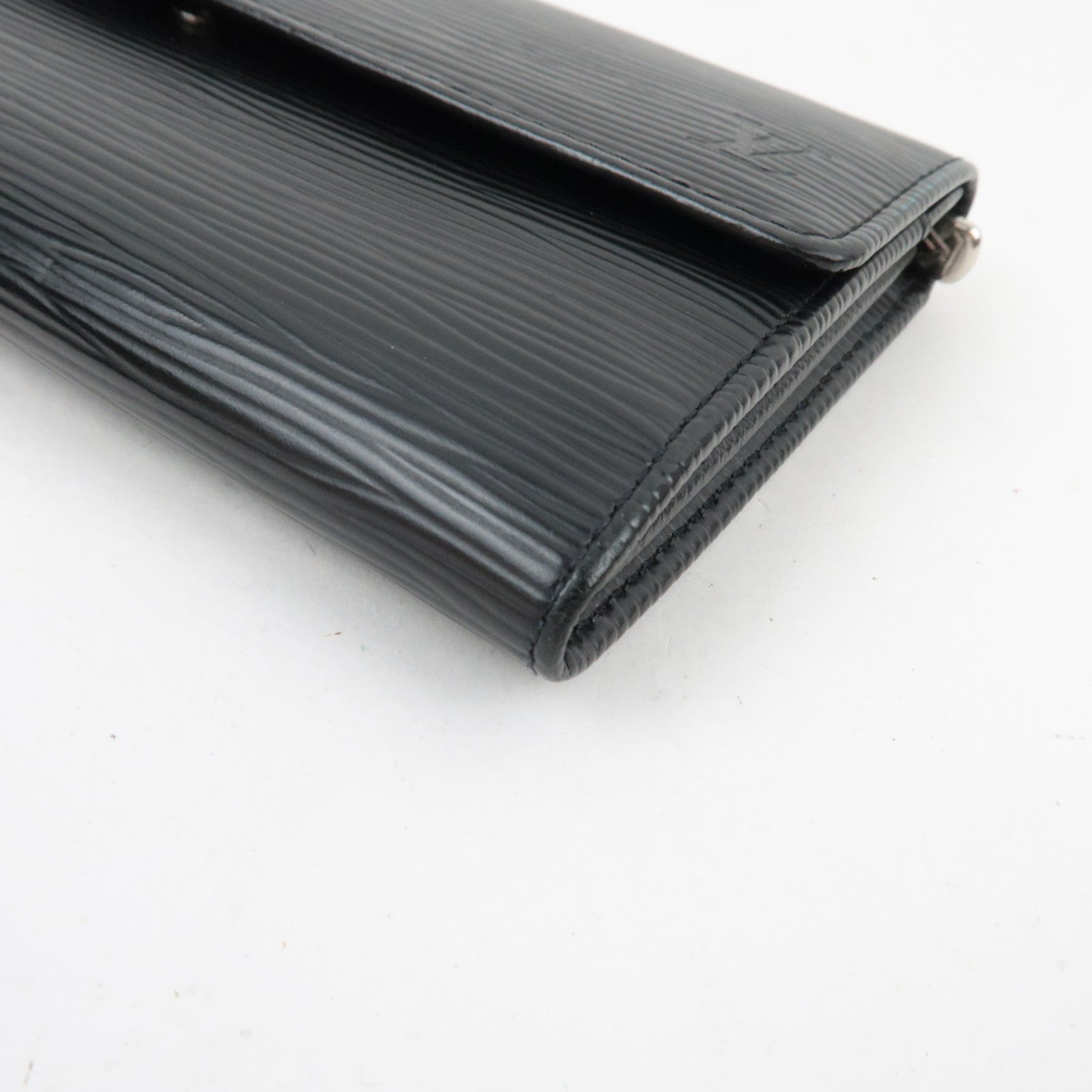 Louis Vuitton Epi Portefeuille Sarah Old Model Long Wallet Noir Silver HDW N63742 CA0066