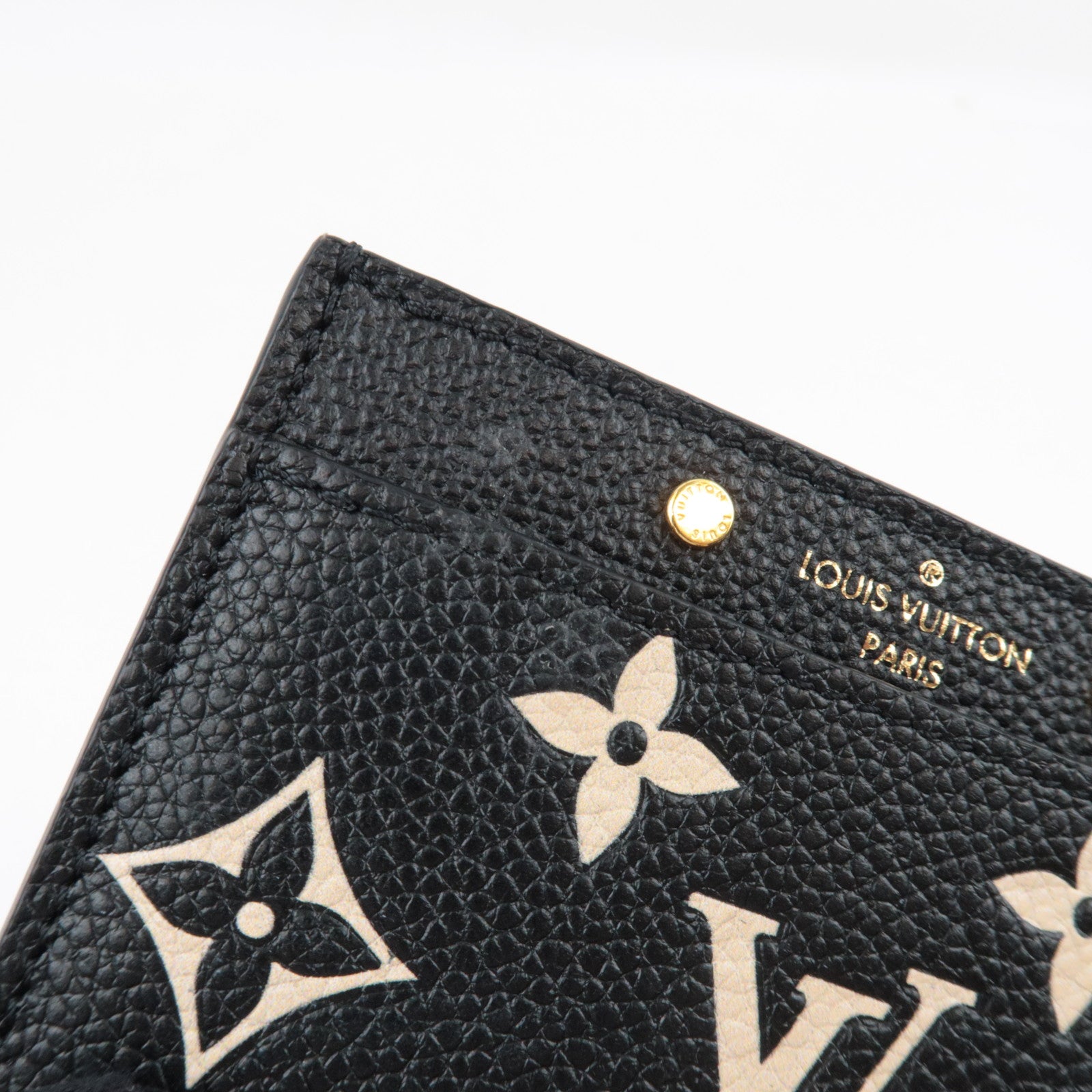 Louis Vuitton Bicolor Monogram Empreinte Porte Carte Simple Card Case Noir M81022 RFID