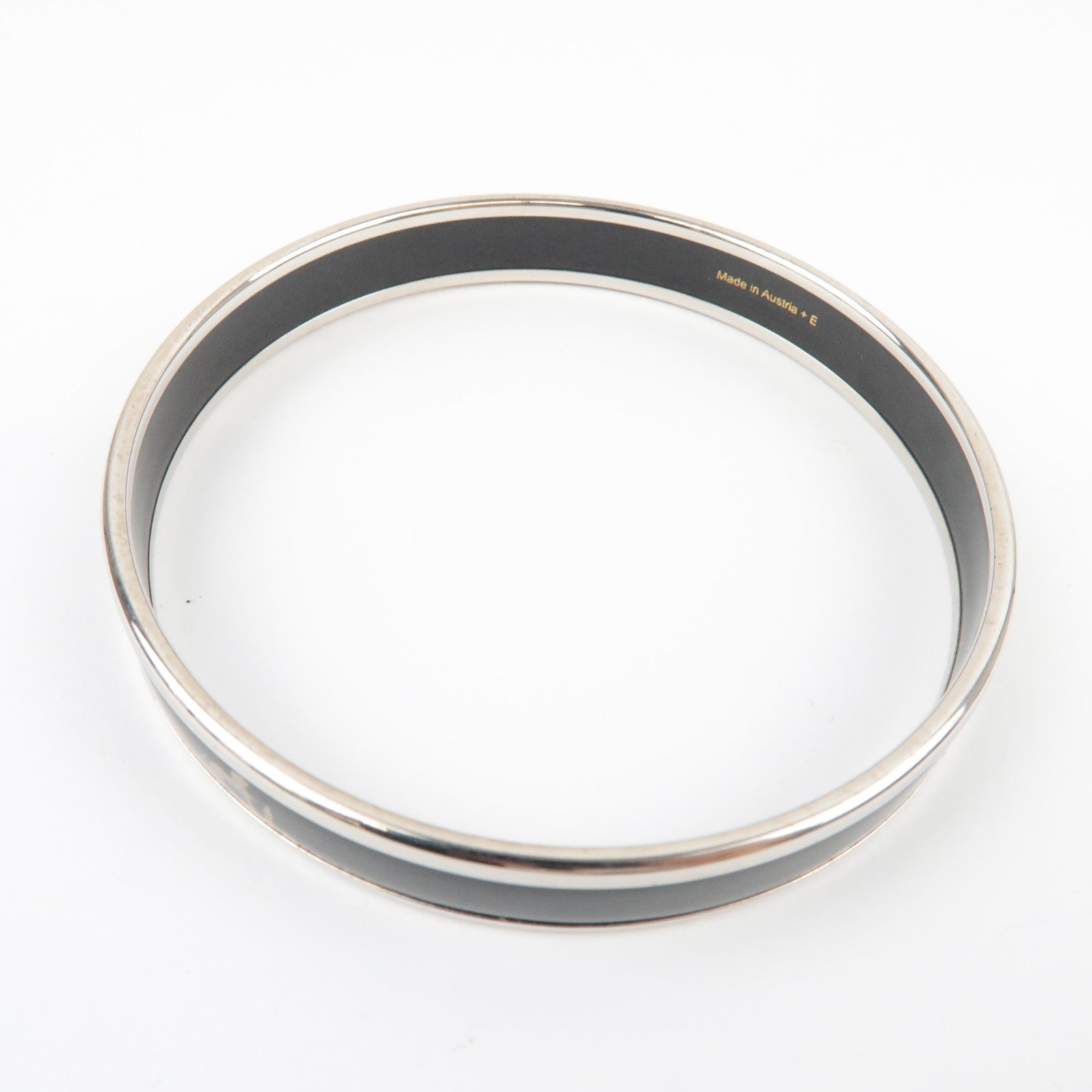 HERMES Email PM Caleche Bangle Bracelet Metal Black *Box
