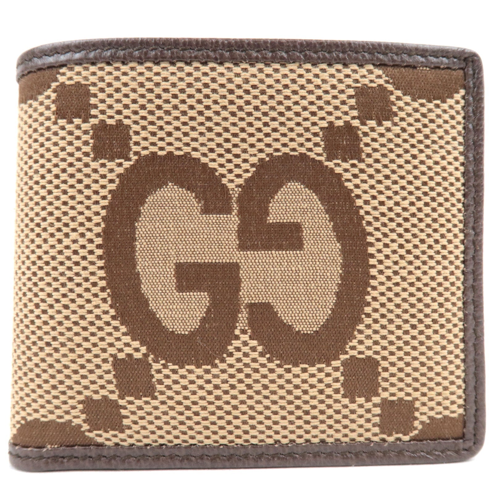 GUCCI Jumbo GG Bi-Fold Wallet Canvas Leather Beige Brown *Box, Dust bag77643