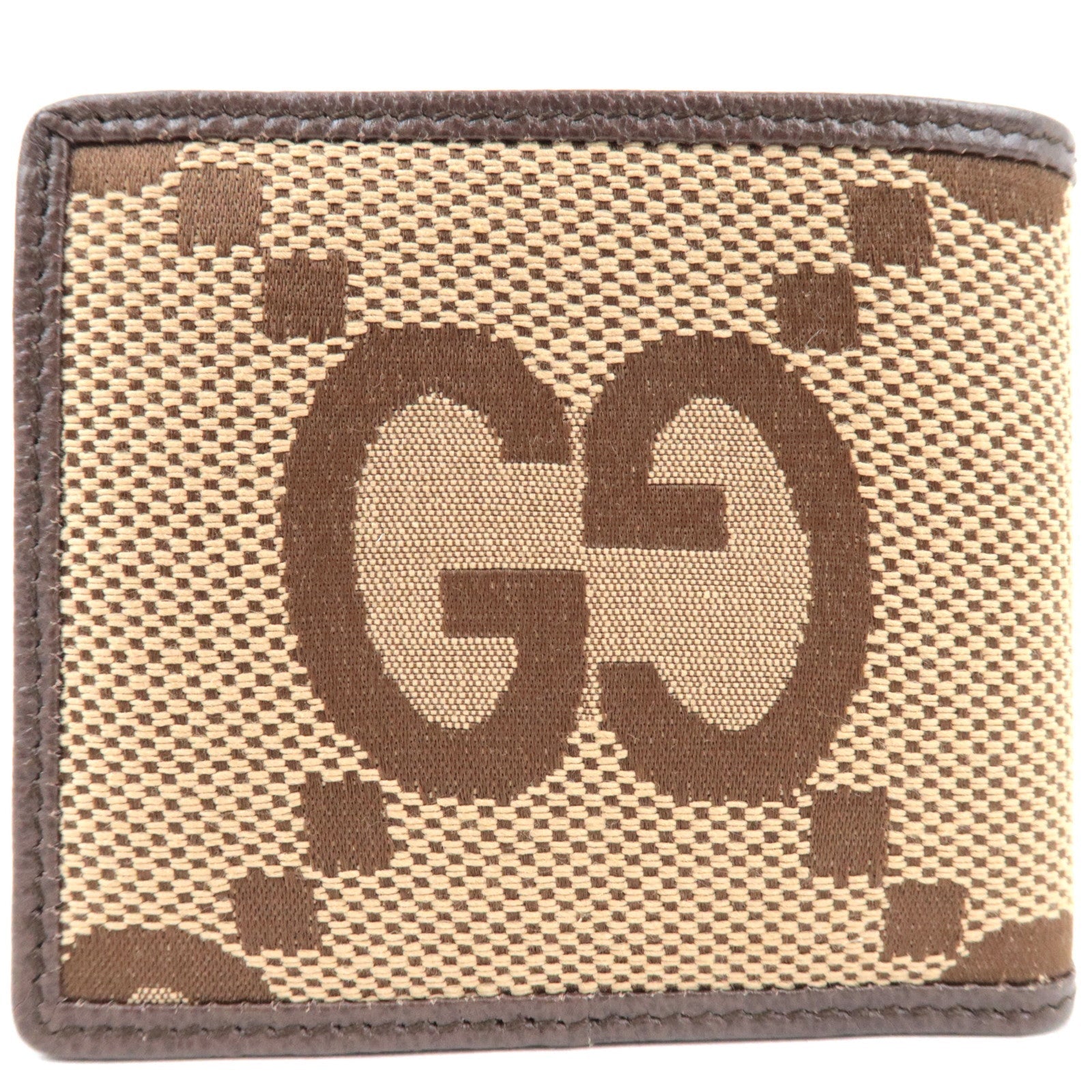 GUCCI Jumbo GG Bi-Fold Wallet Canvas Leather Beige Brown *Box, Dust bag