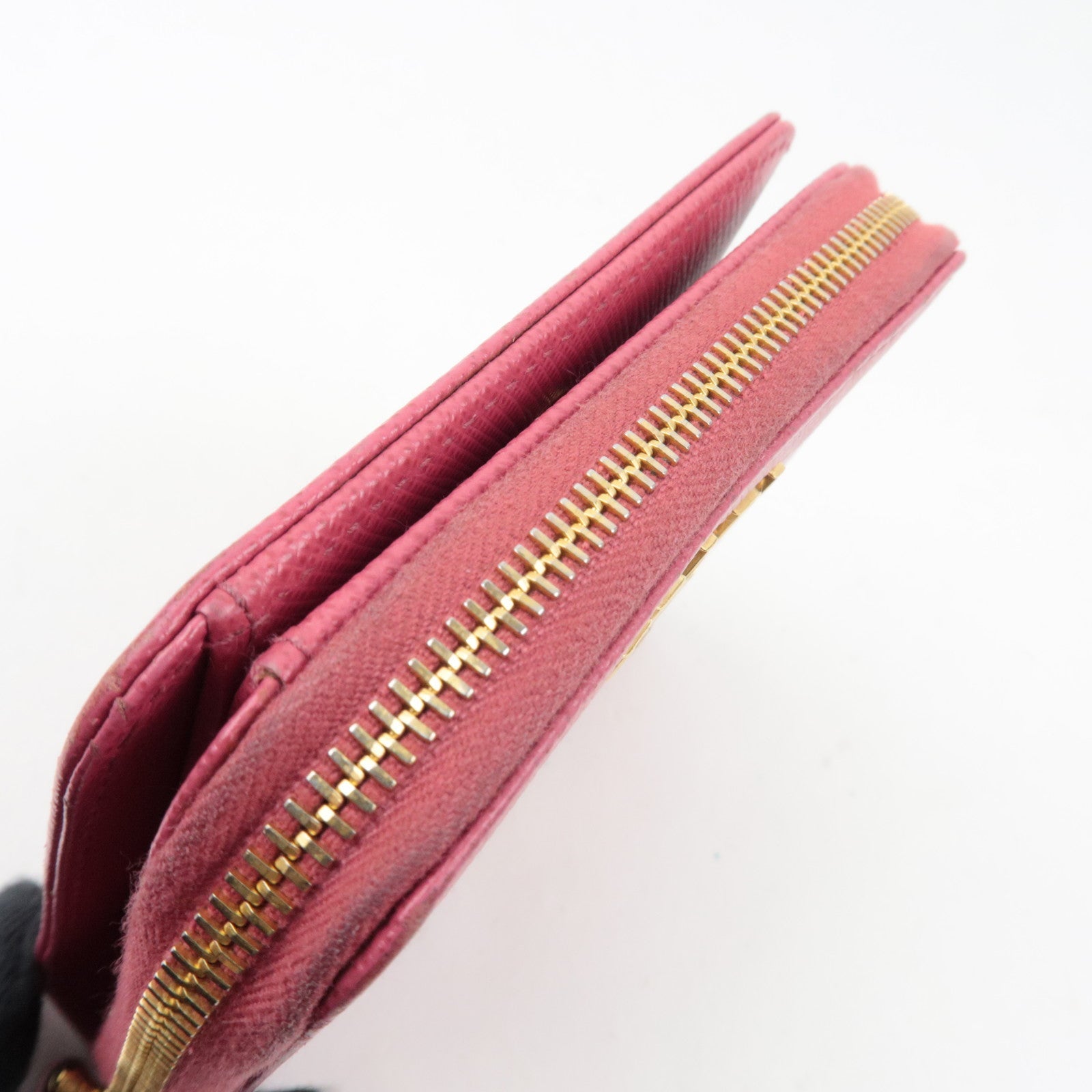 PRADA Round Zipper Wallet Leather Pink 1ML036 *Box, G card