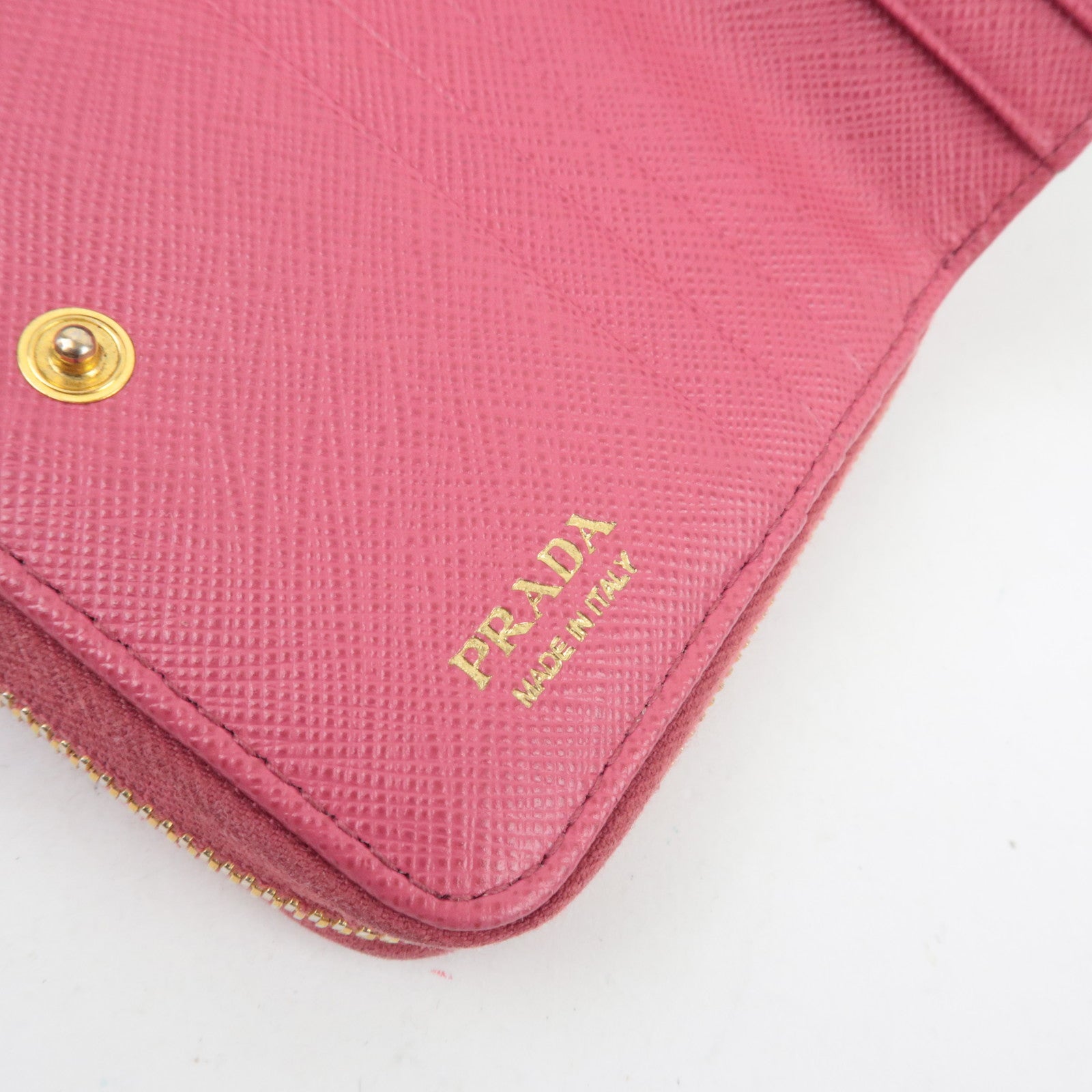 PRADA Round Zipper Wallet Leather Pink 1ML036 *Box, G card