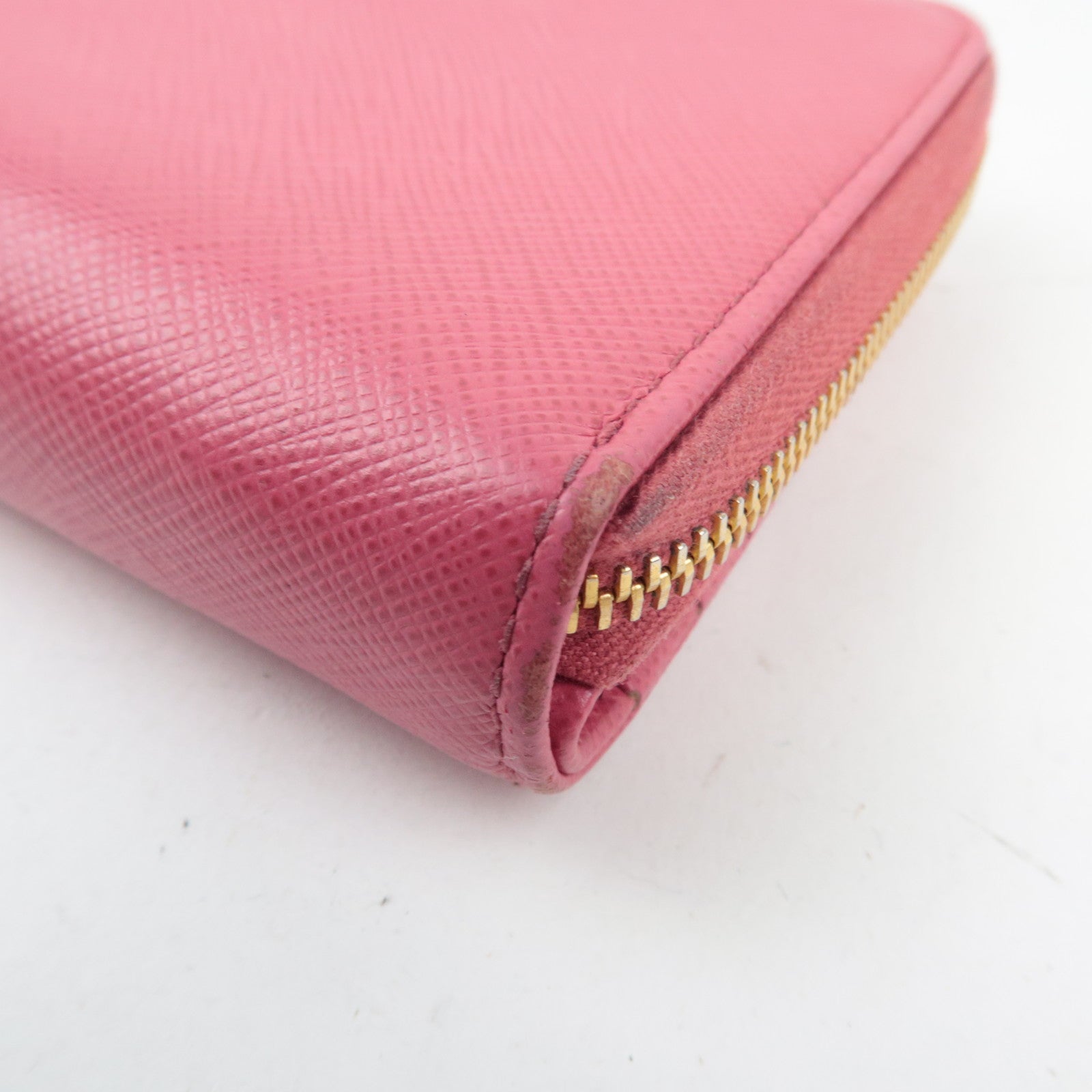 PRADA Round Zipper Wallet Leather Pink 1ML036 *Box, G card