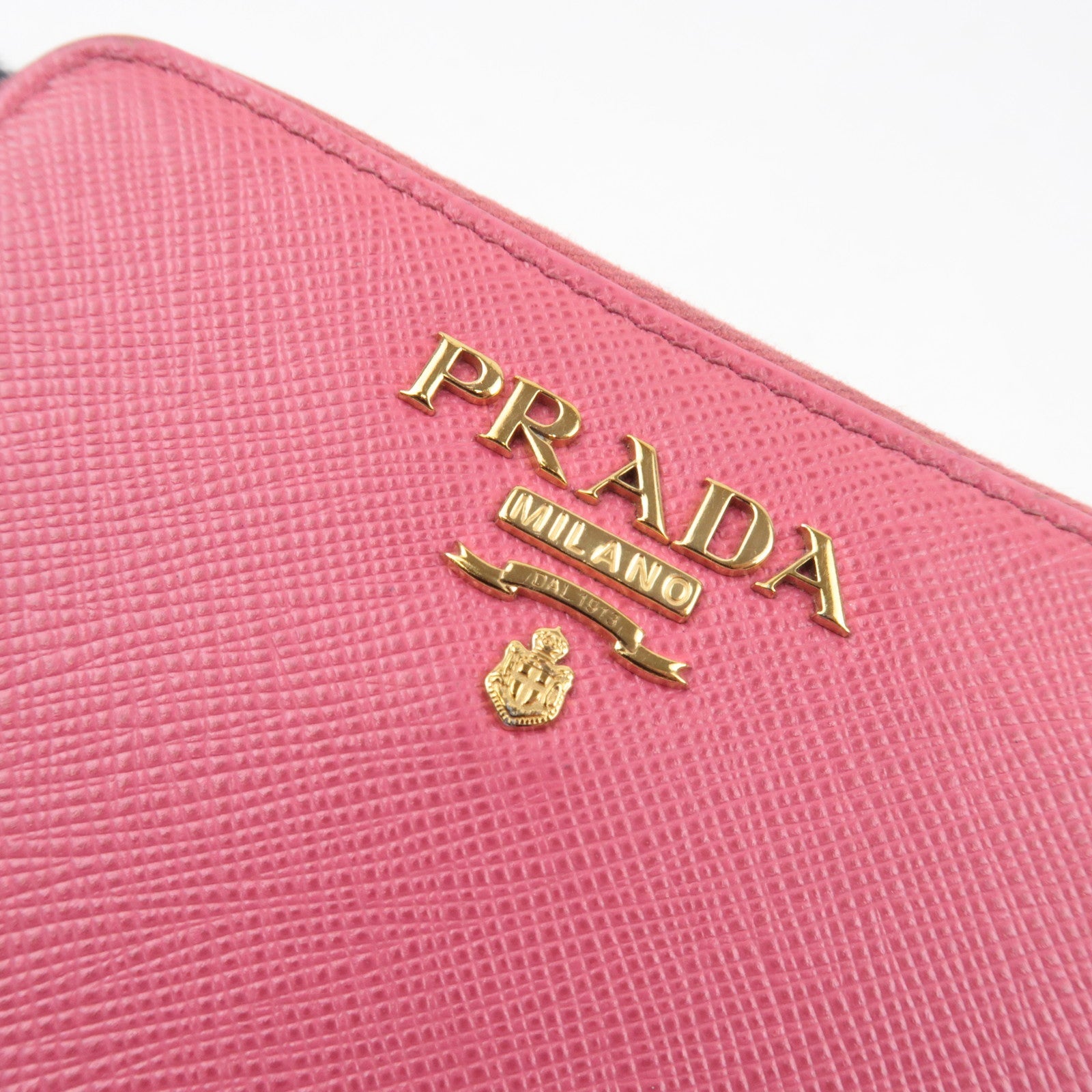 PRADA Round Zipper Wallet Leather Pink 1ML036 *Box, G card