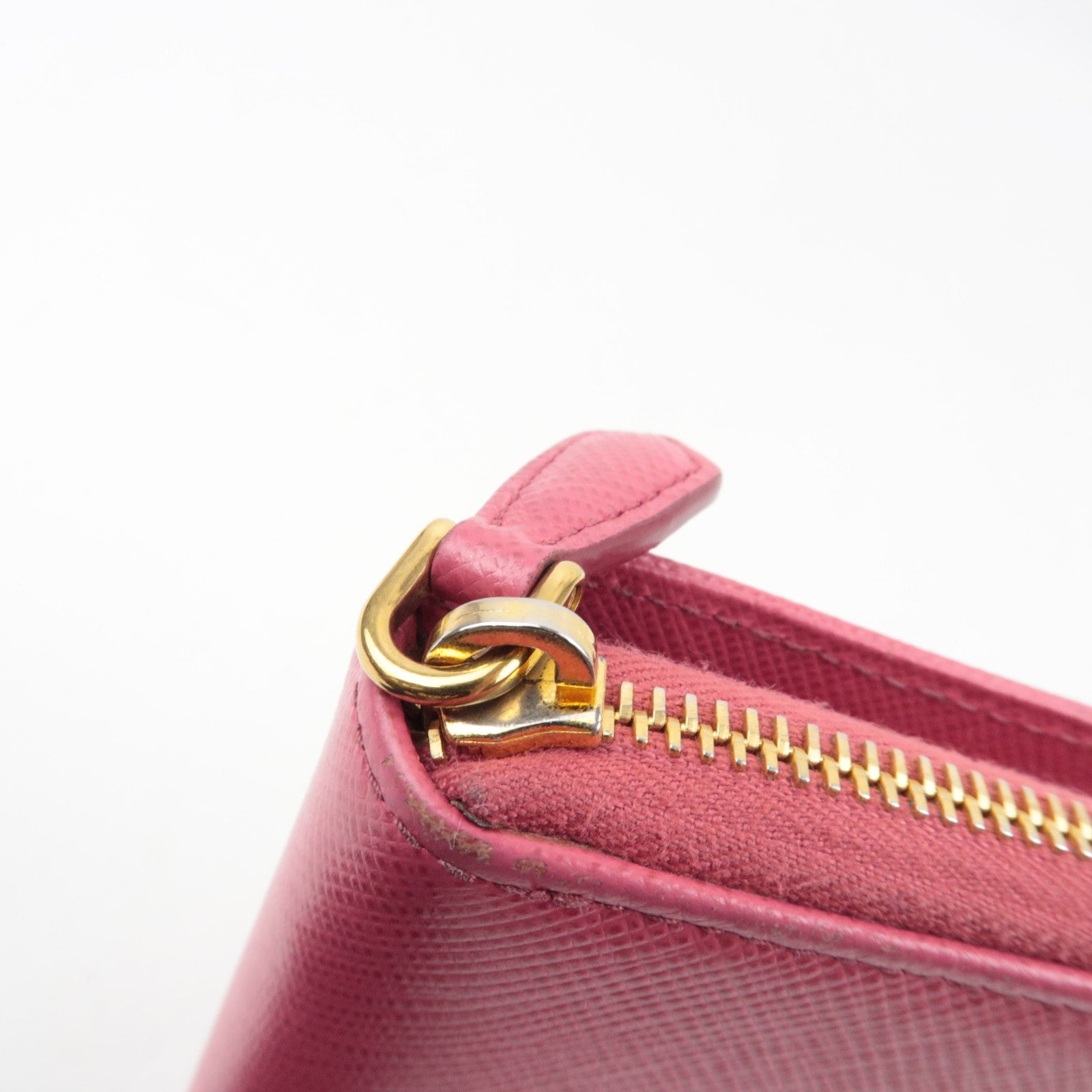 PRADA Round Zipper Wallet Leather Pink 1ML036 *Box, G card