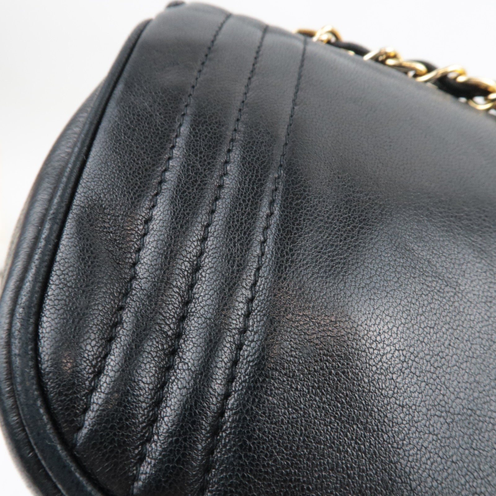 CHANEL Coco Mark Mini Chain Shoulder Bag Lambskin Black Gold HDW 0868360 *Box, Dust bag, G card