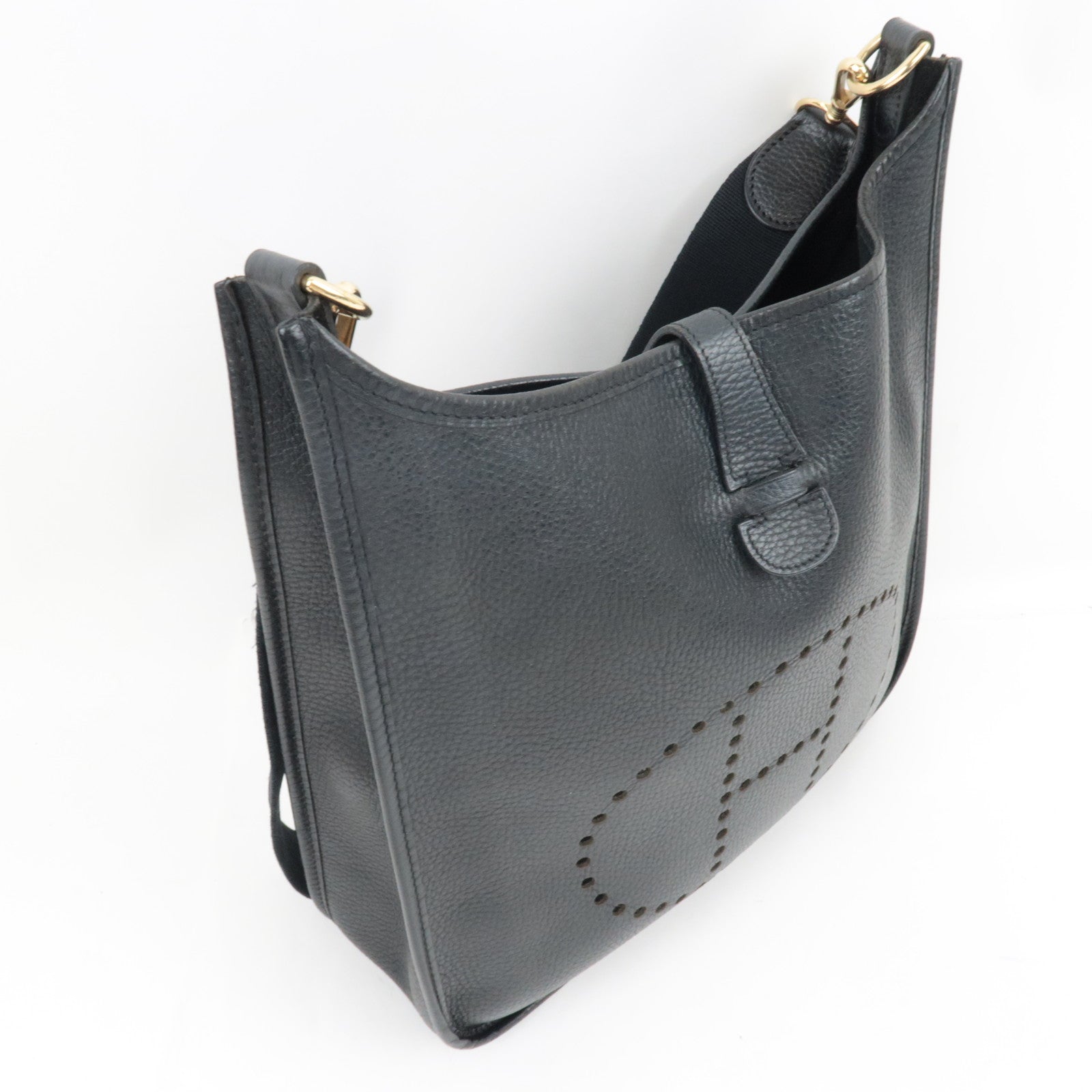 HERMES Evelyn 1 GM Shoulder Bag Ardennes Black Gold HDW *Box, Dust bag