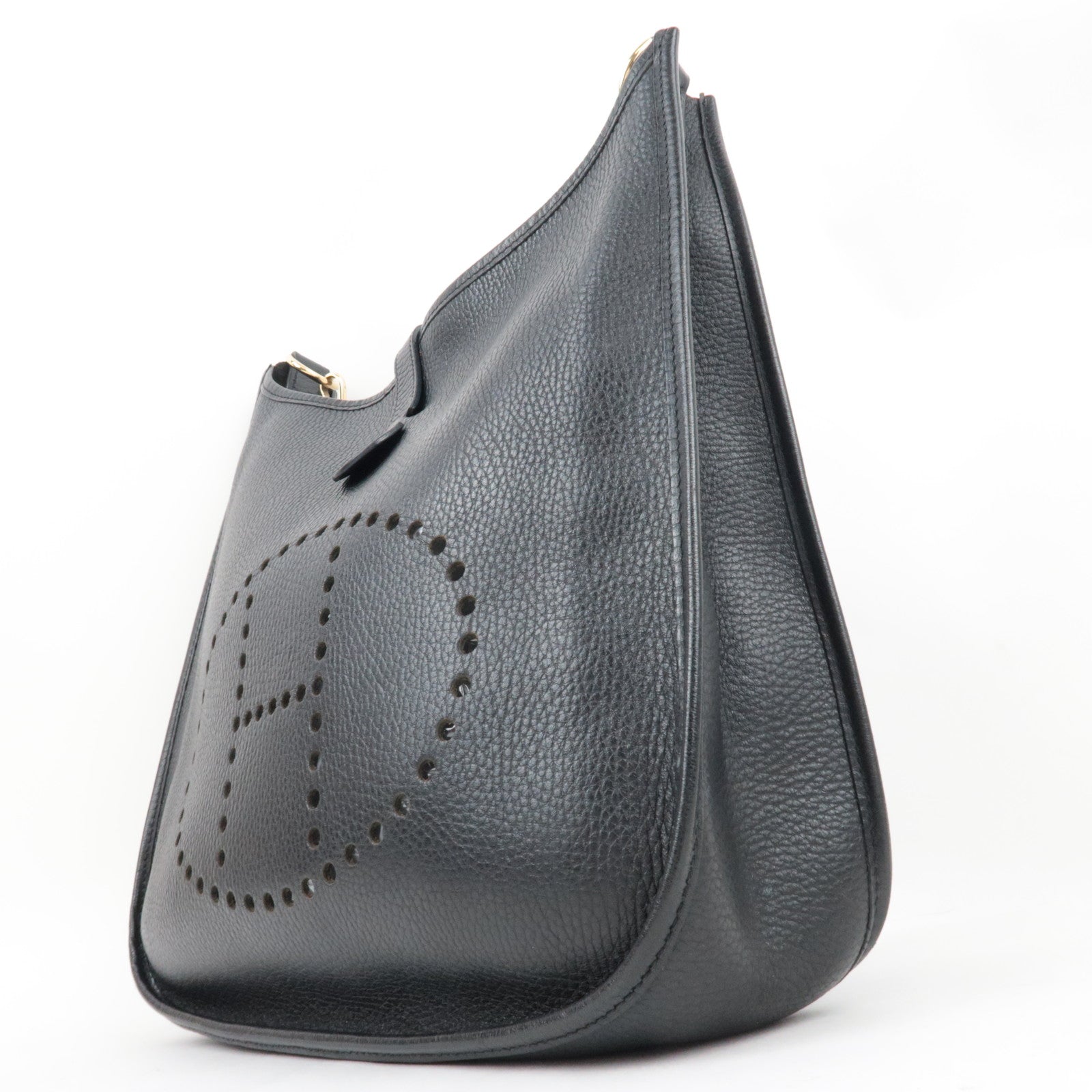 HERMES Evelyn 1 GM Shoulder Bag Ardennes Black Gold HDW *Box, Dust bag