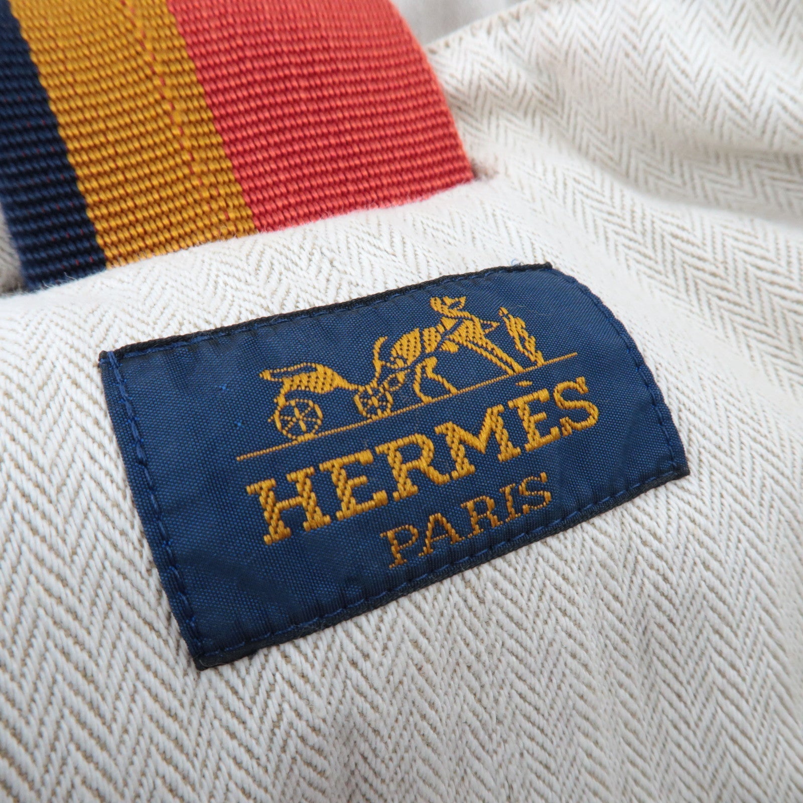 HERMES Cavalier Shoulder Bag Canvas Ivory Rocabar