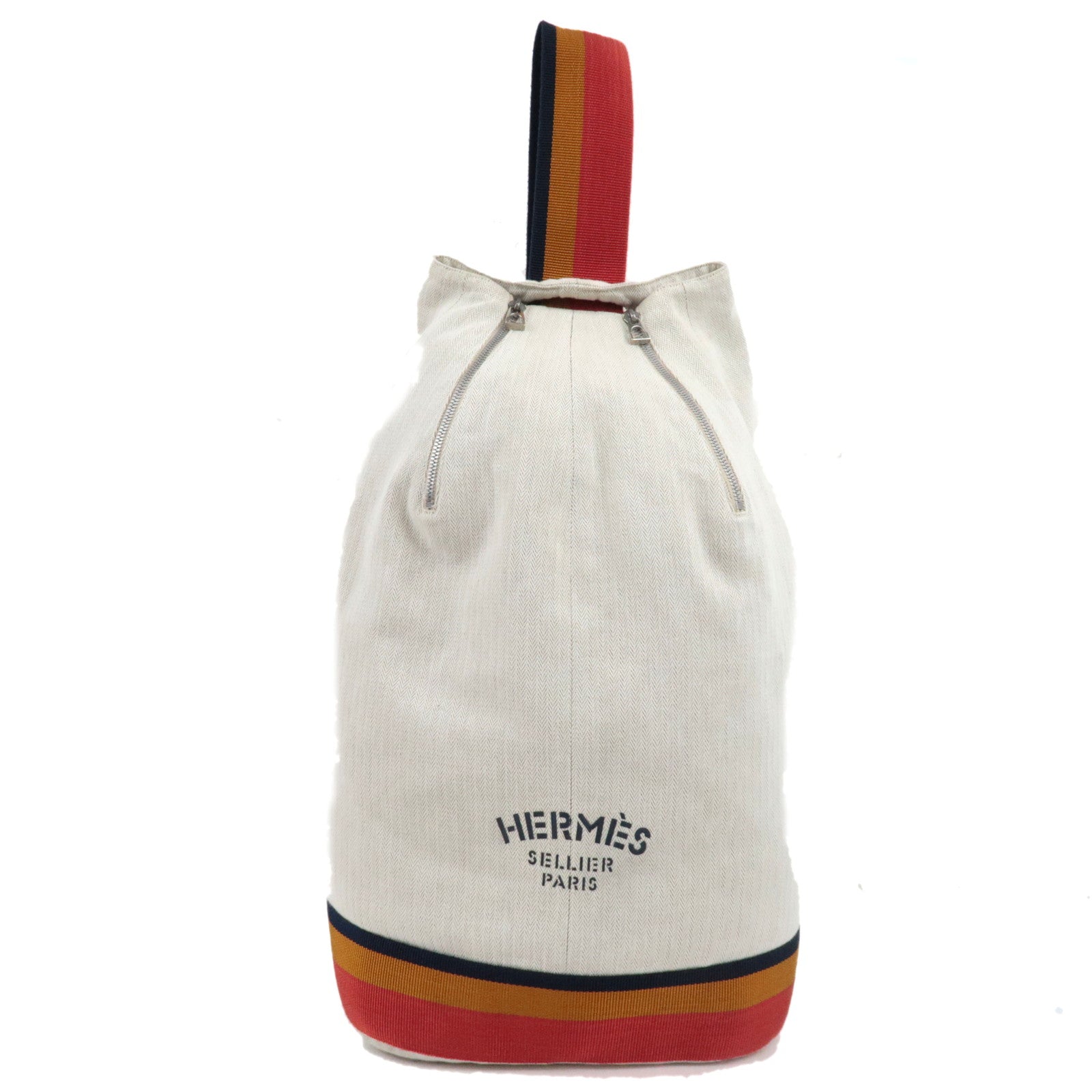 HERMES Cavalier Shoulder Bag Canvas Ivory Rocabar77666